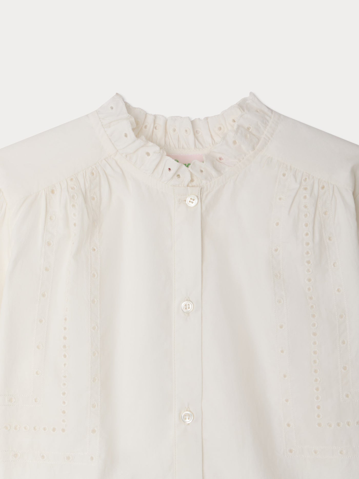 Letitia blouse in organic cotton poplin with contrasting embroidery