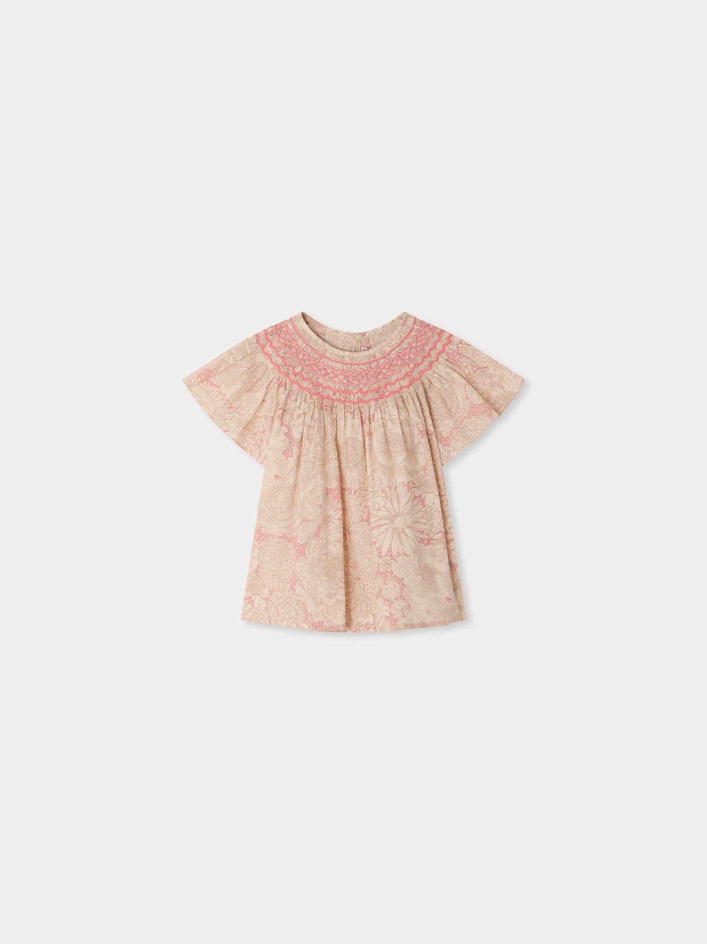 Adelice blouse smocked and hand-embroidered in Liberty organic cotton fabric
