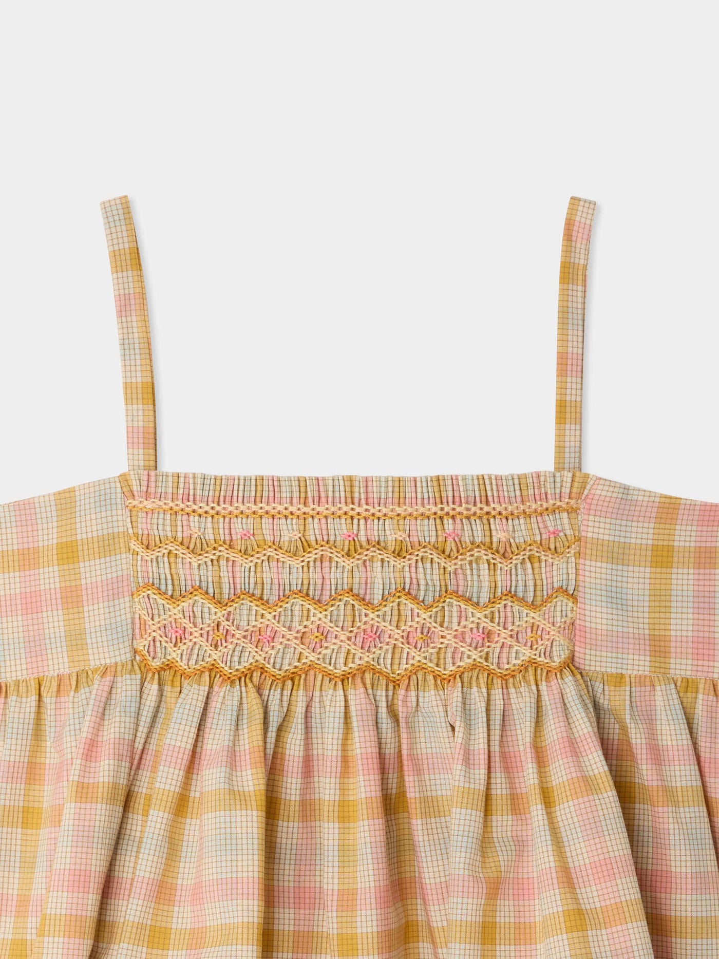 Prunelle smocked and hand-embroidered blouse