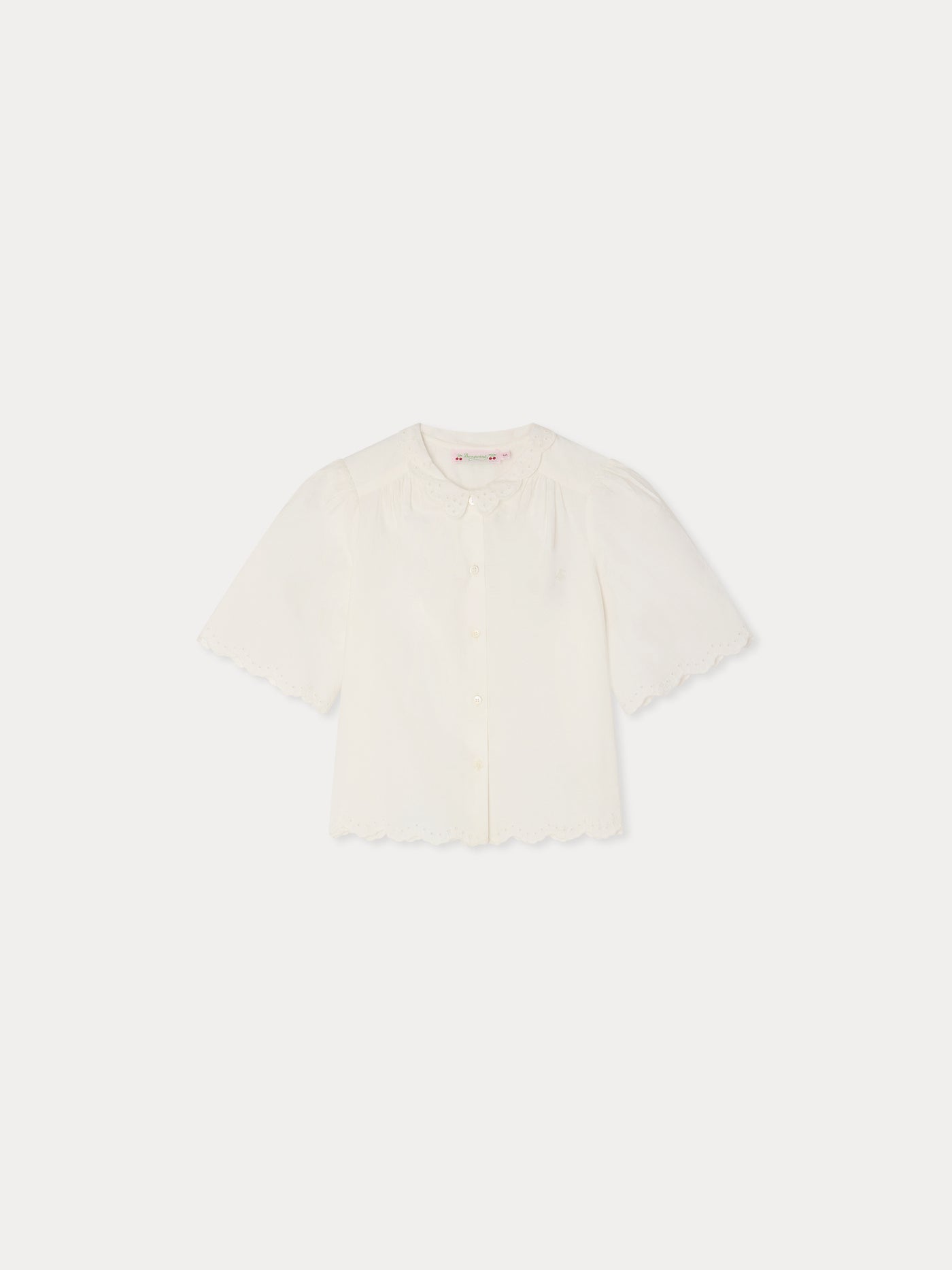 Lizea blouse with Peter Pan collar and broderie anglaise in organic cotton