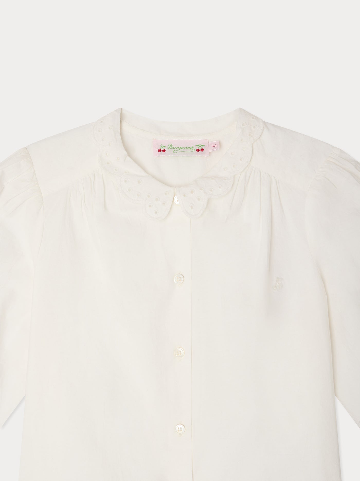 Lizea blouse with Peter Pan collar and broderie anglaise in organic cotton