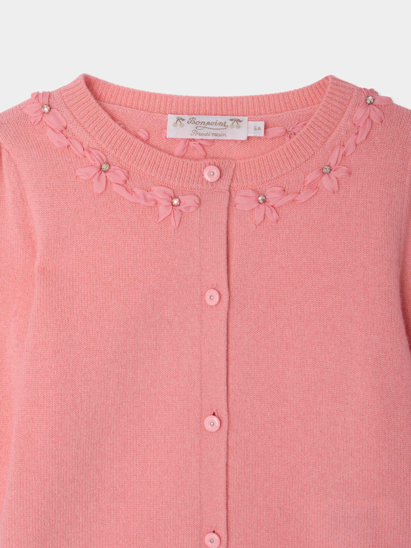 Liora round neck hand-embroidered cashmere cardigan
