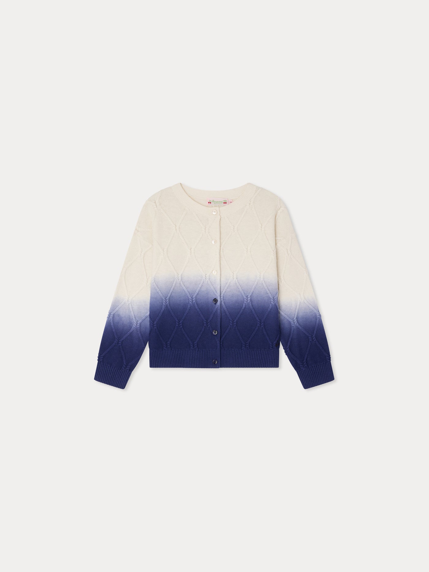 Larelle cardigan with round neck and cable knit in organic cotton and cashmere