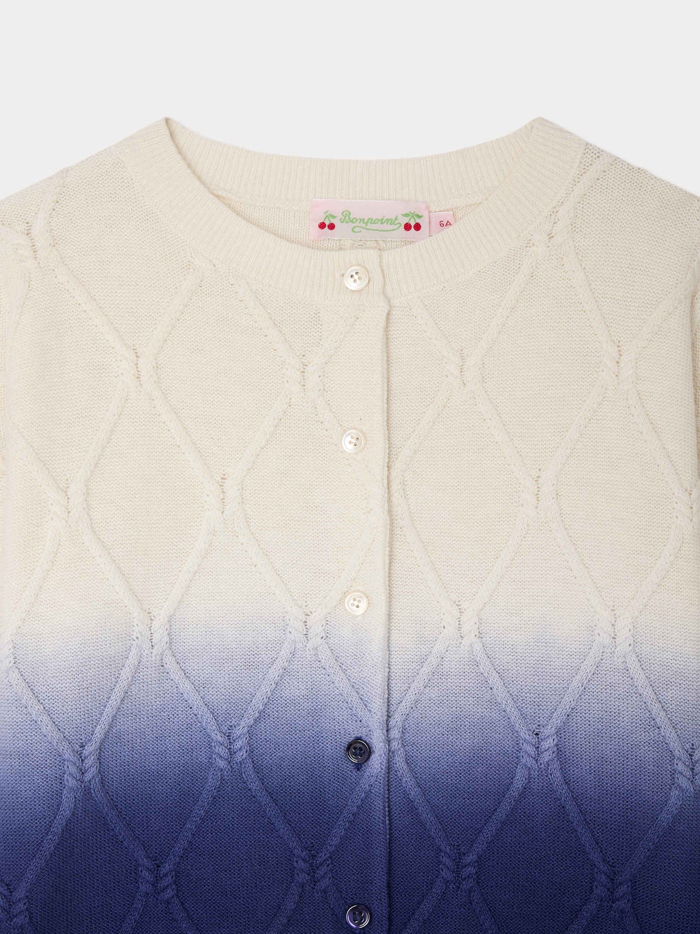 Larelle cardigan with round neck and cable knit in organic cotton and cashmere