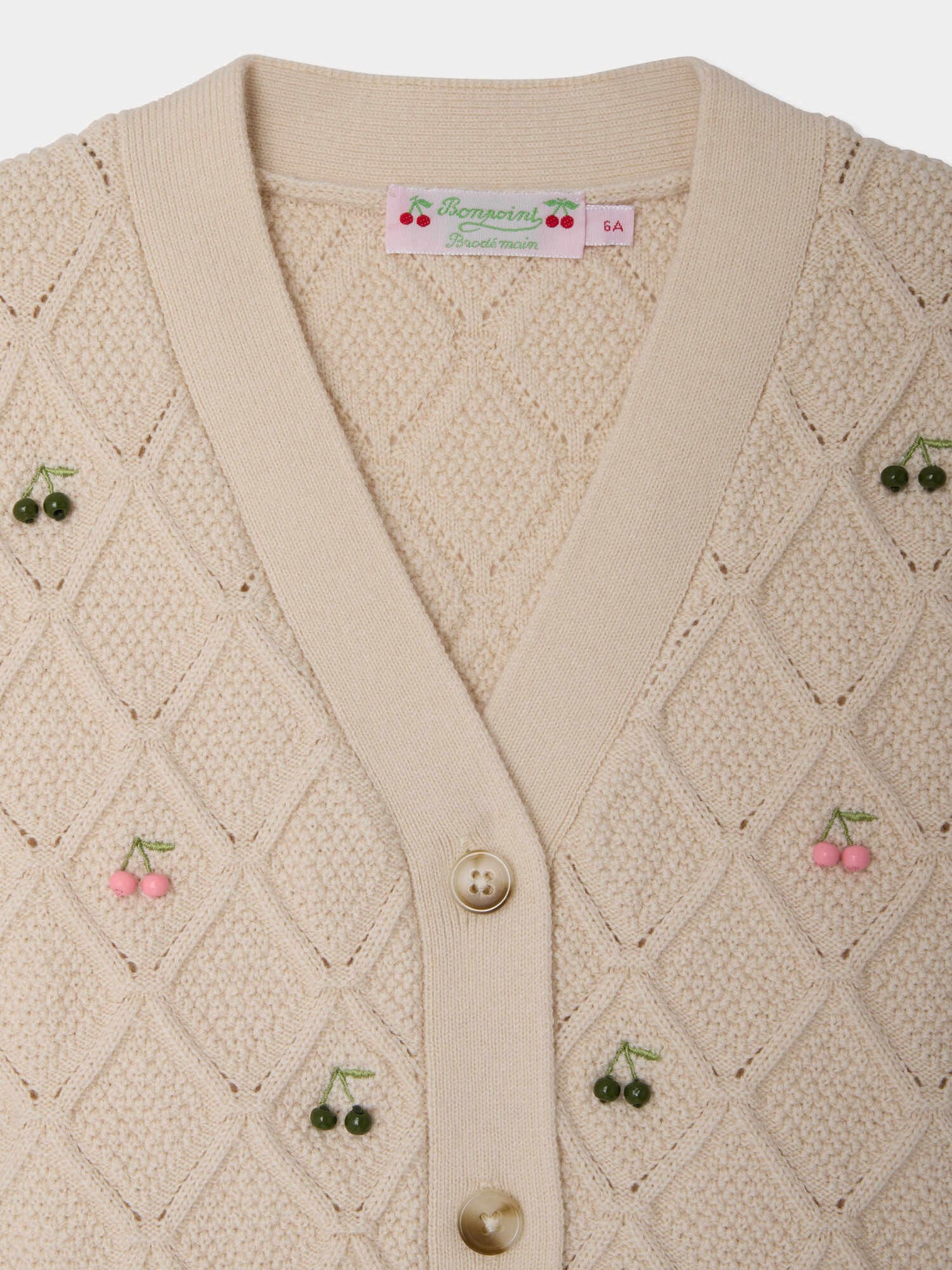Lys V-neck cardigan with cherry embroidery