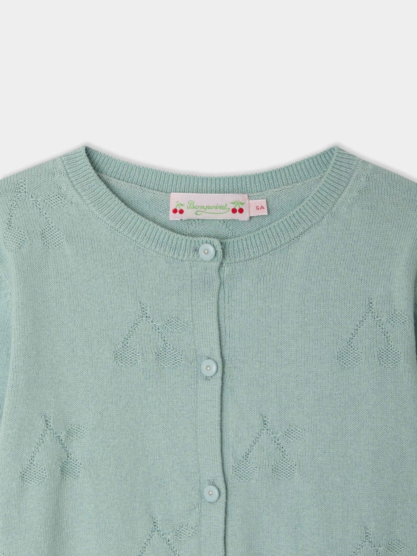 Lysia cardigan with a fancy cherry knit in organic cotton