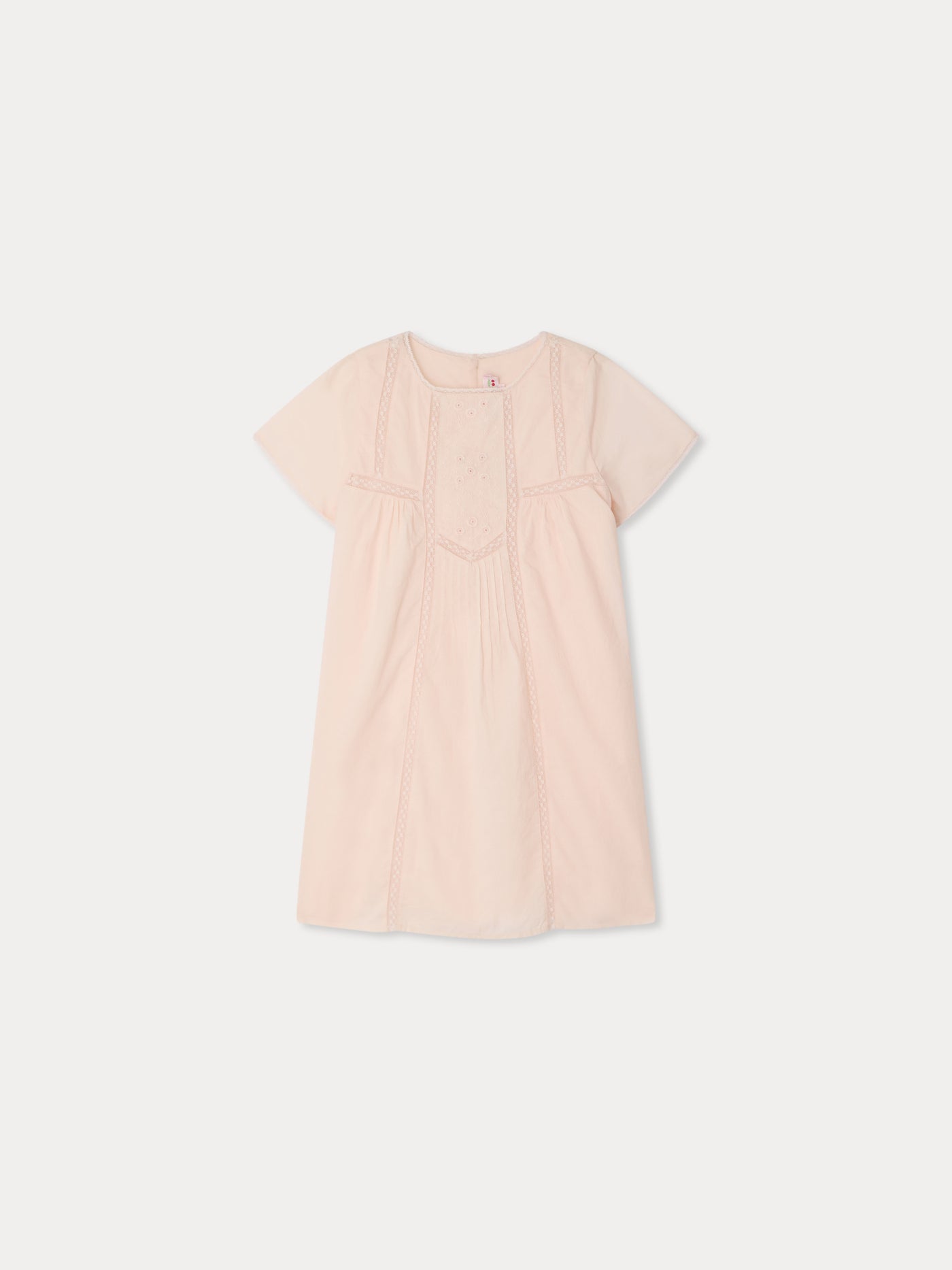 Lora dress in organic cotton and Calais lace