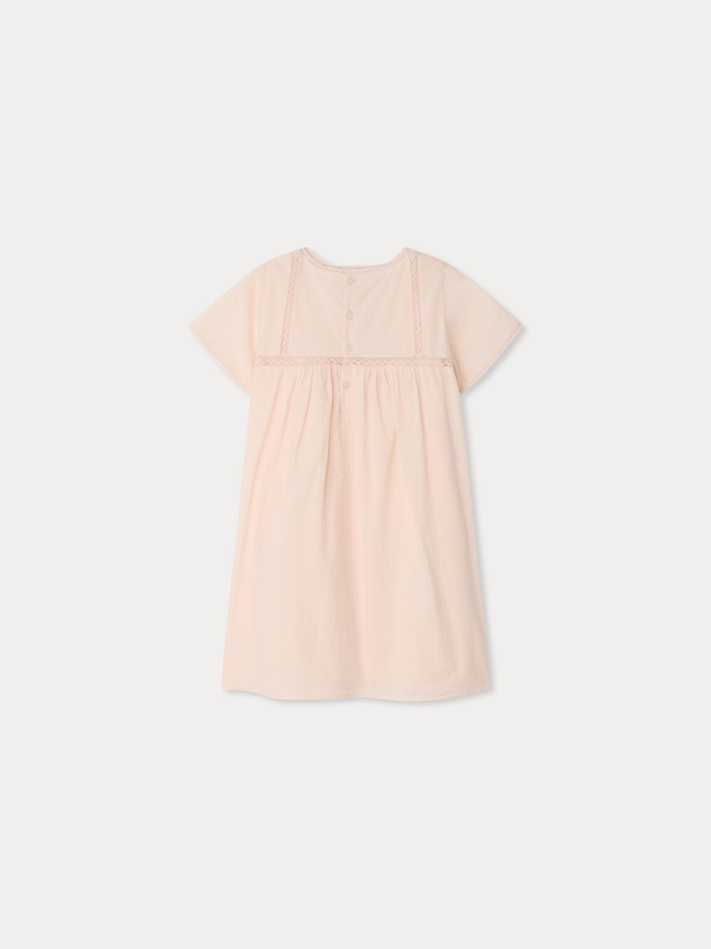 Lora dress in organic cotton and Calais lace