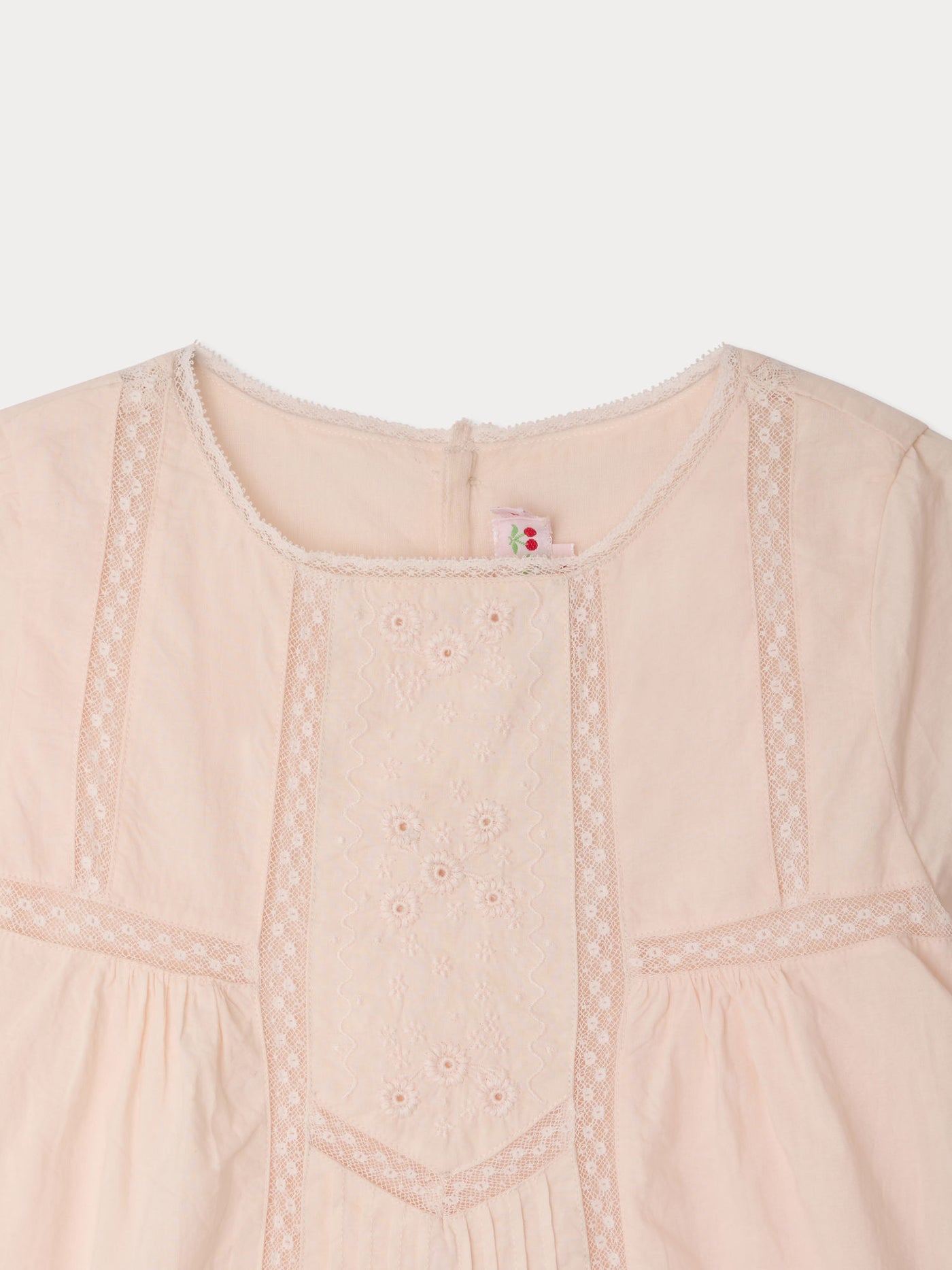 Lora dress in organic cotton and Calais lace