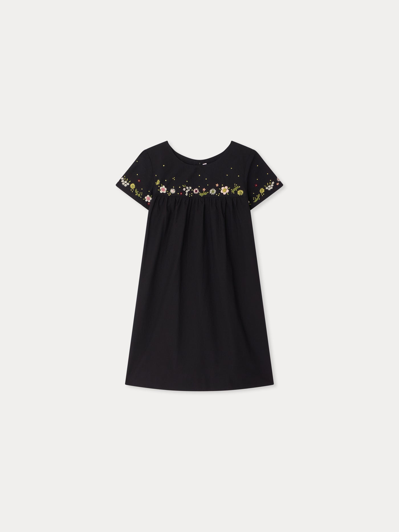 Hand-embroidered Arabesque dress in organic cotton poplin