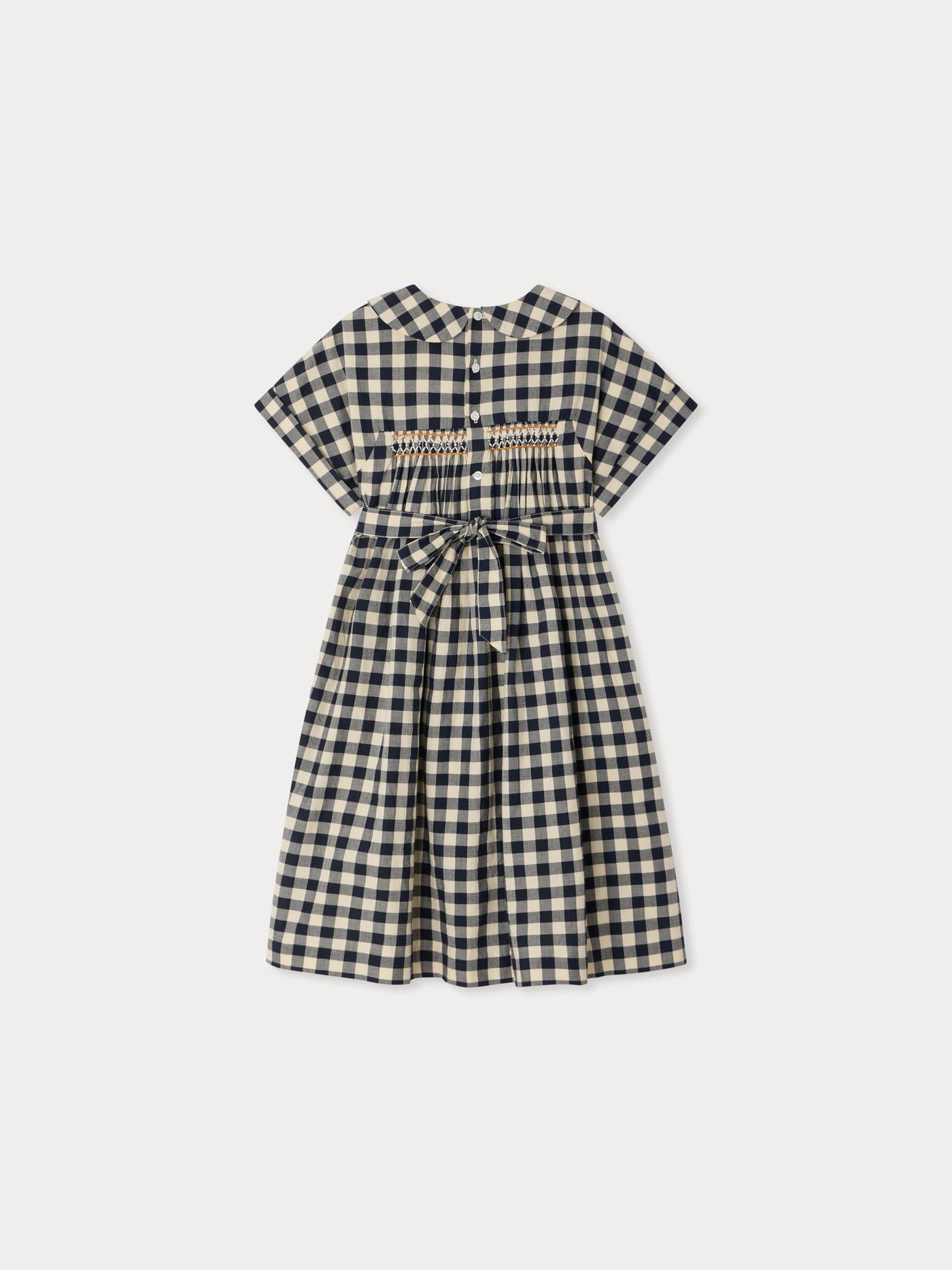 Lelou smocked and hand-embroidered dress