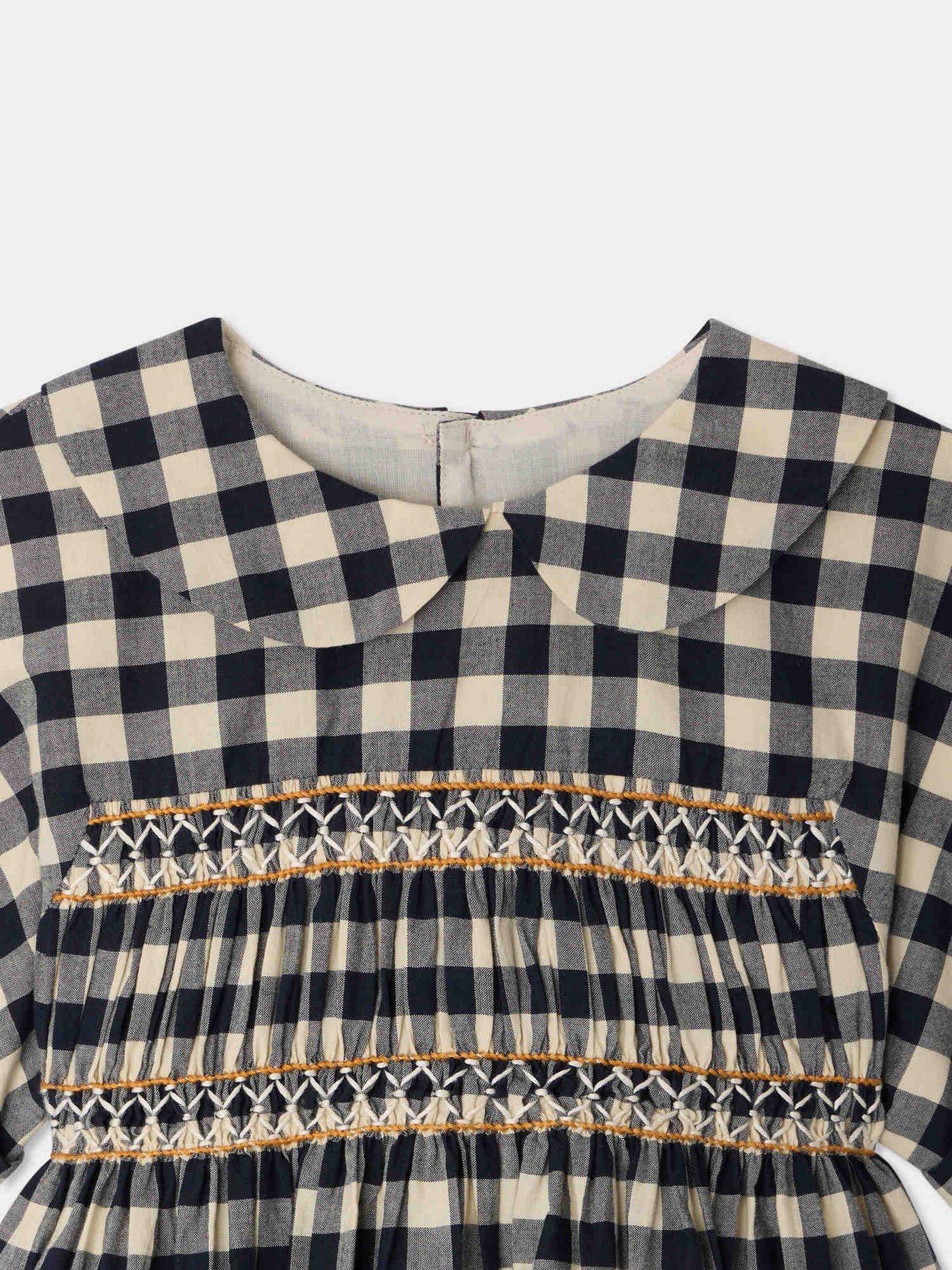 Lelou smocked and hand-embroidered dress