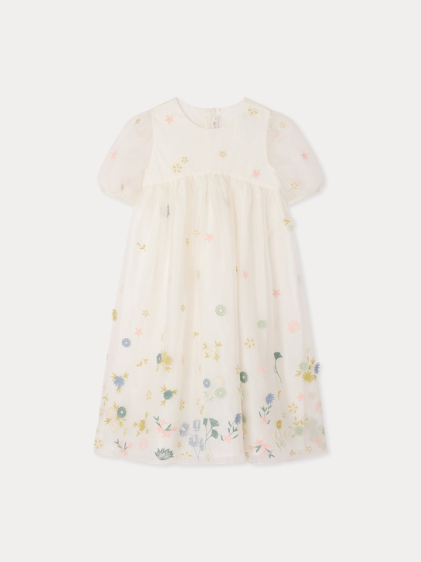 Elmae dress with embroidered flowers in silk