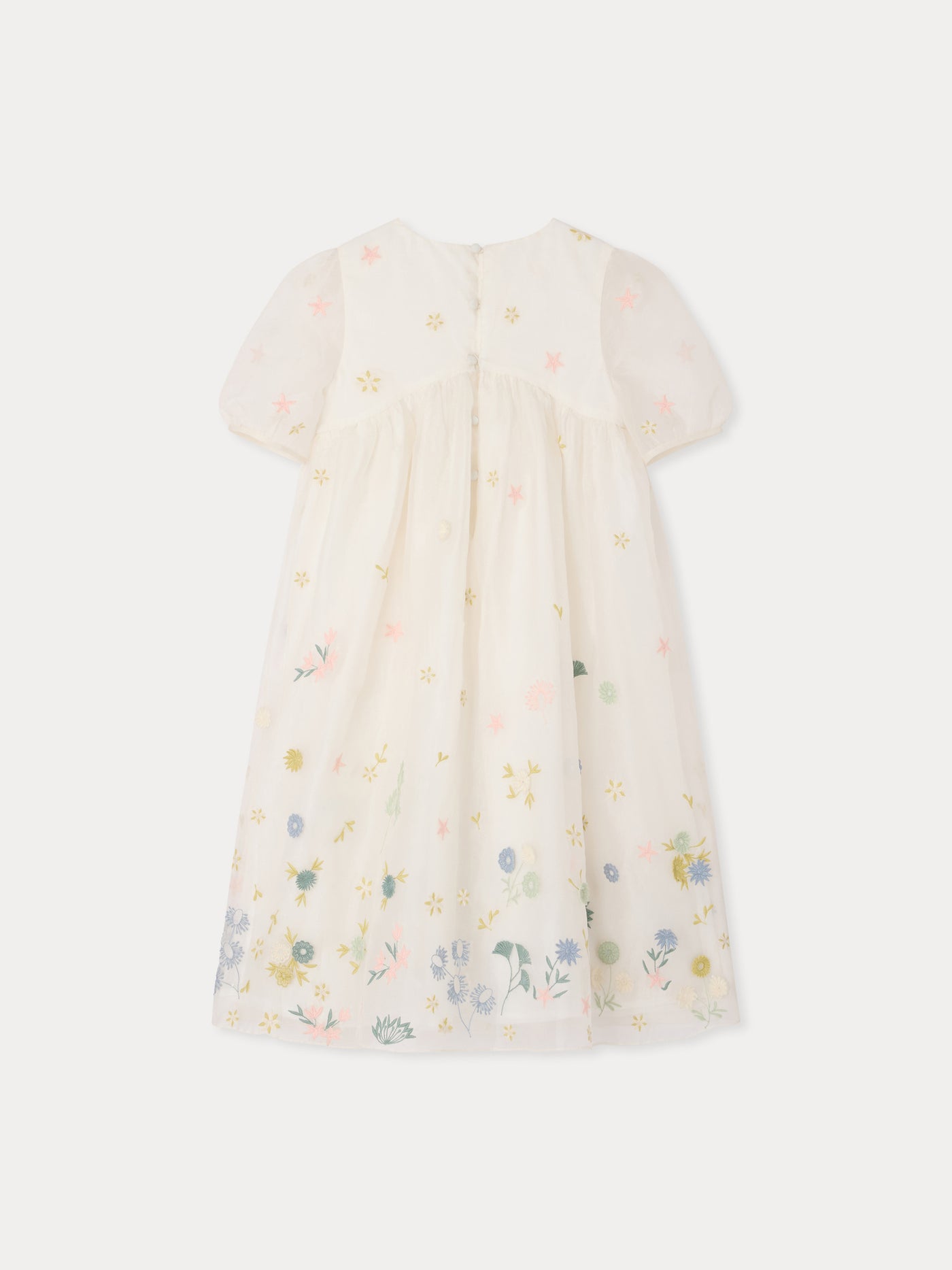 Elmae dress with embroidered flowers in silk