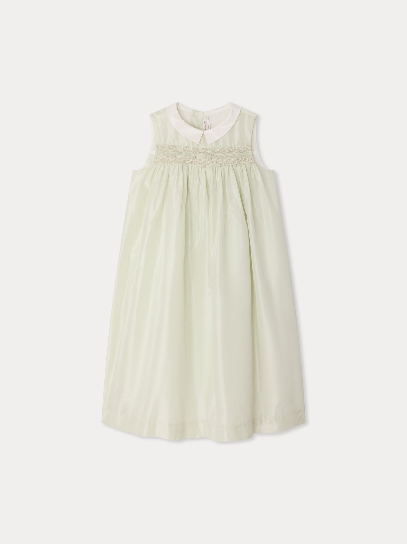Ciliegia smocked and hand-embroidered silk dress