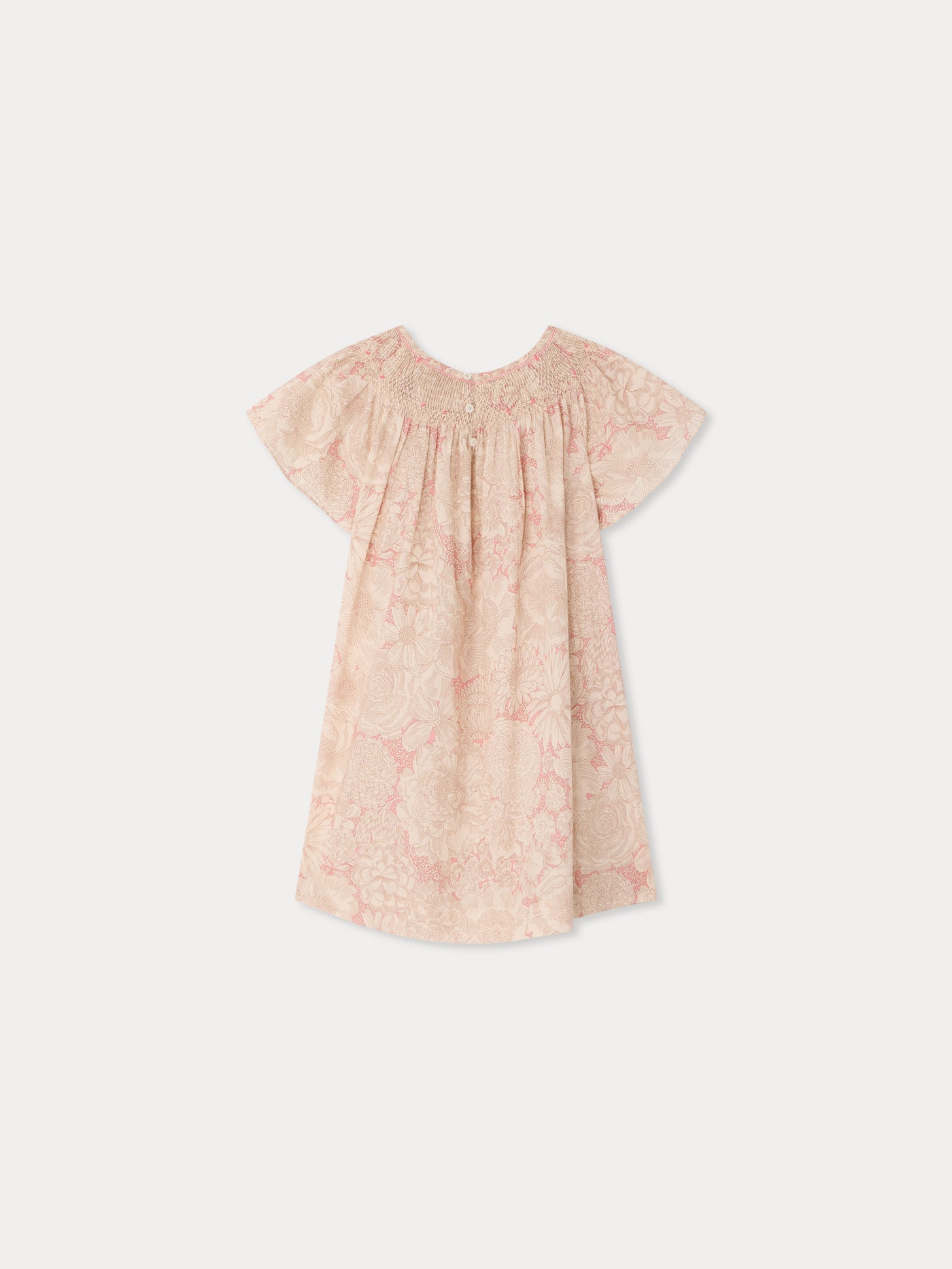 Arlene dress smocked and hand-embroidered in Liberty organic cotton fabric