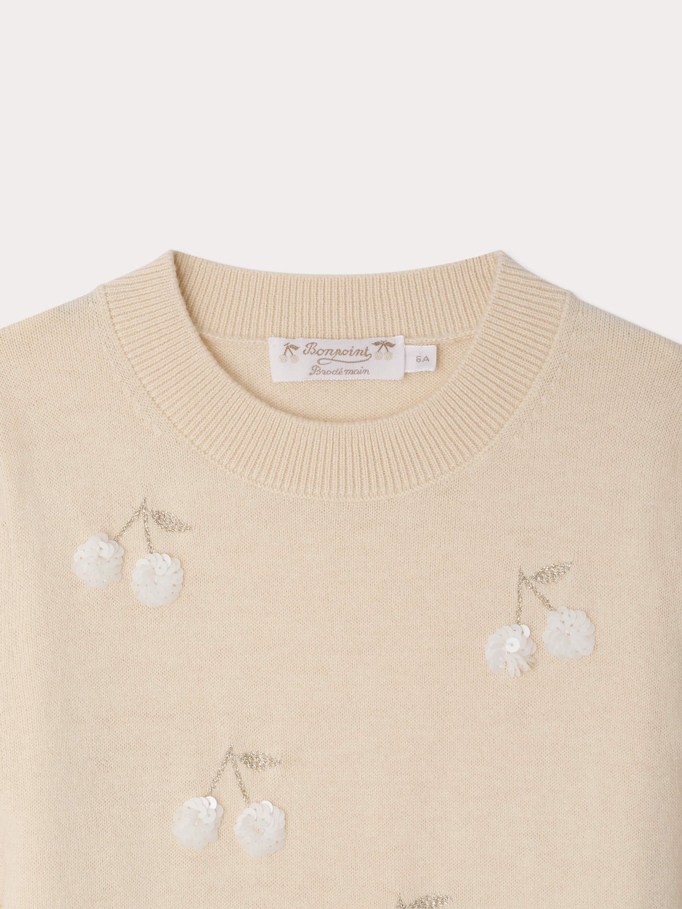 Leola sweater with hand-embroidered sequins and balloon sleeves