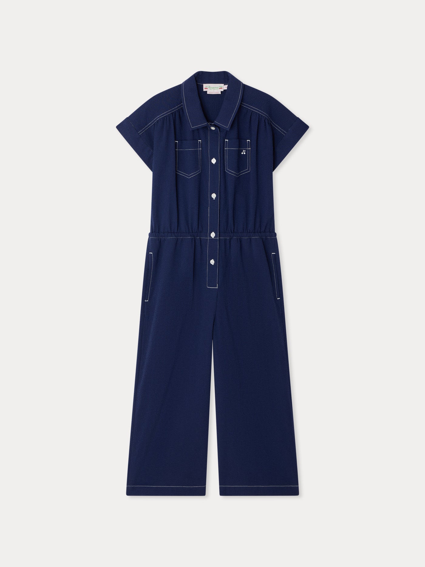 Lania striped jumpsuit in organic cotton seersucker