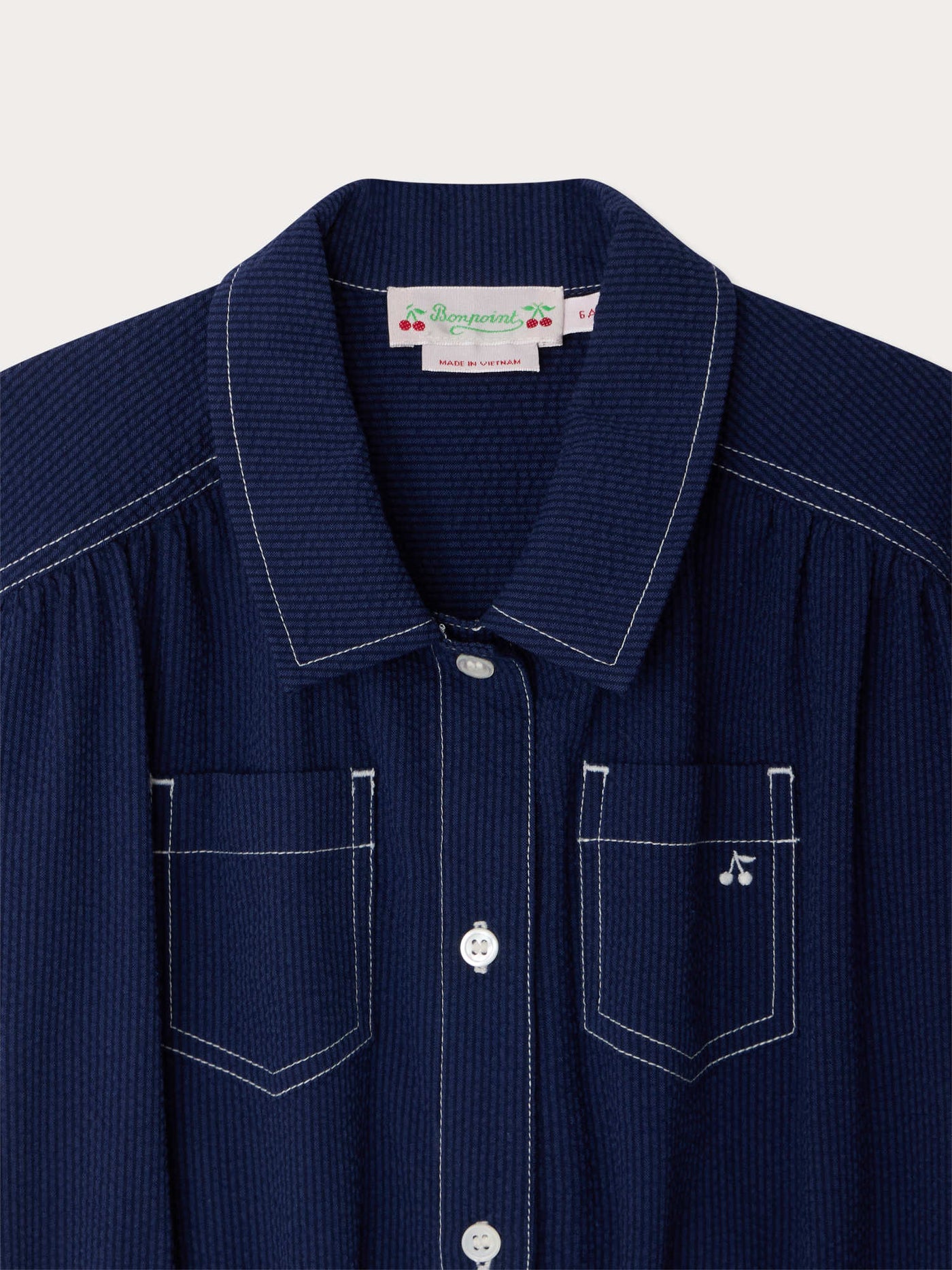 Lania striped jumpsuit in organic cotton seersucker