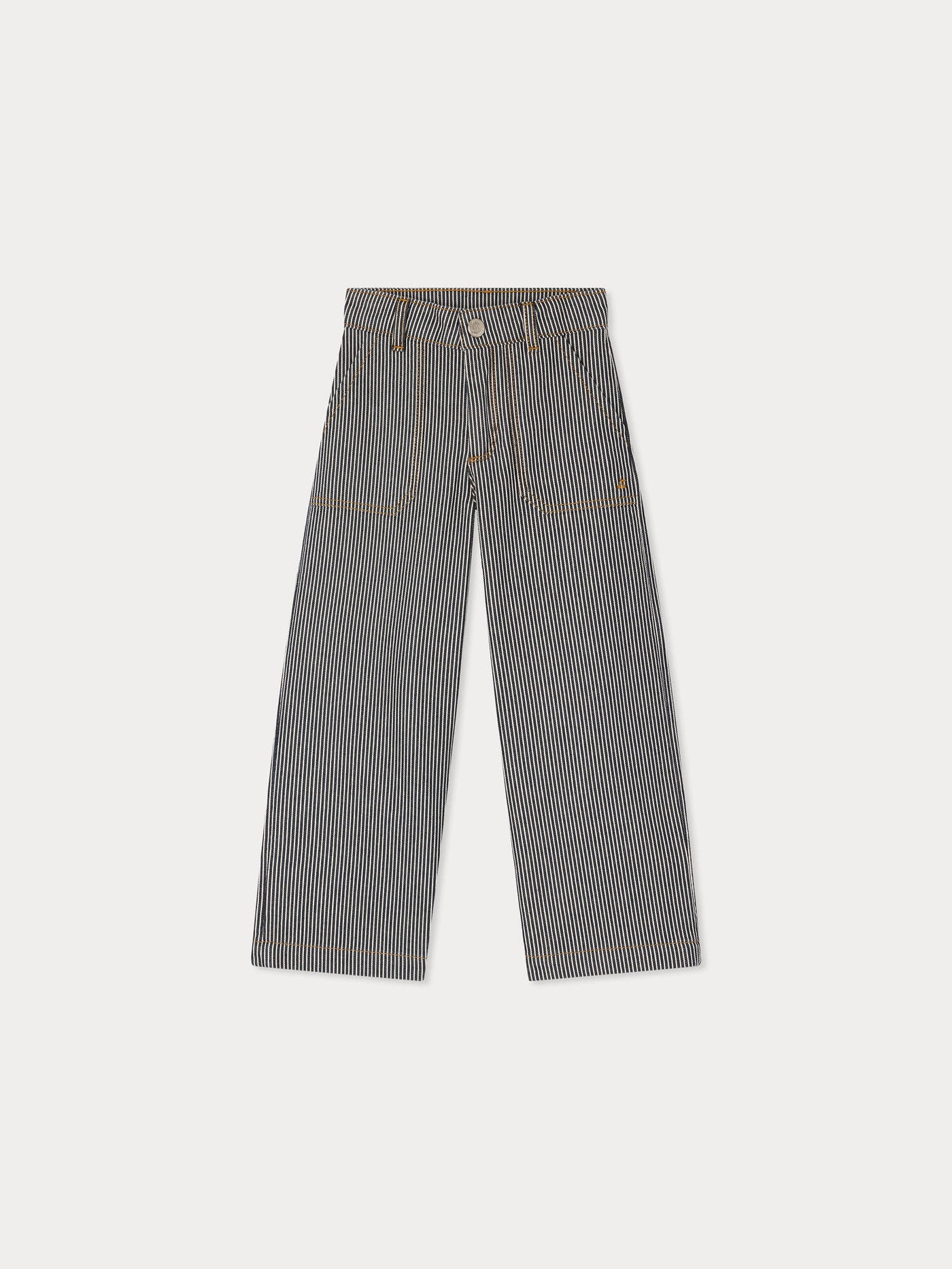 Jingle striped denim trousers in organic cotton