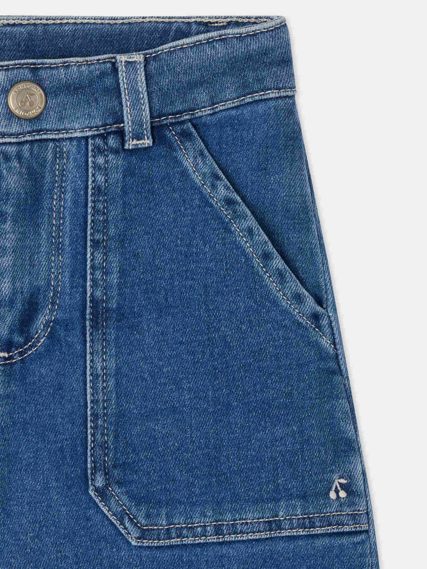 Jingle medium blue wide-leg denim trousers in organic cotton