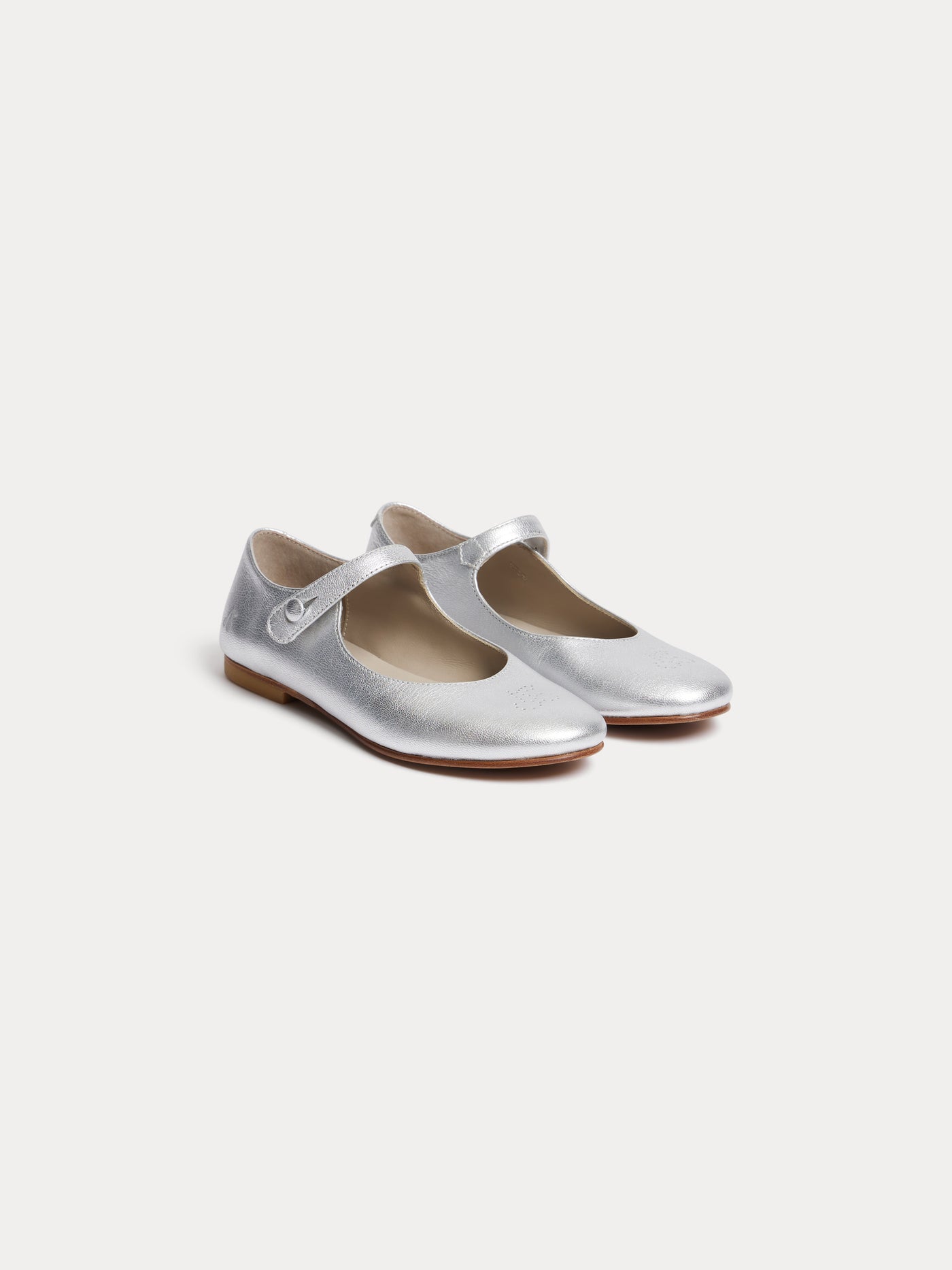 Ella silver leather ballet flats
