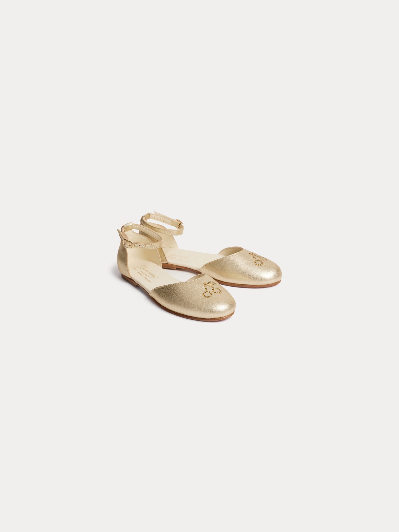 Felyne gold leather ballerina flats