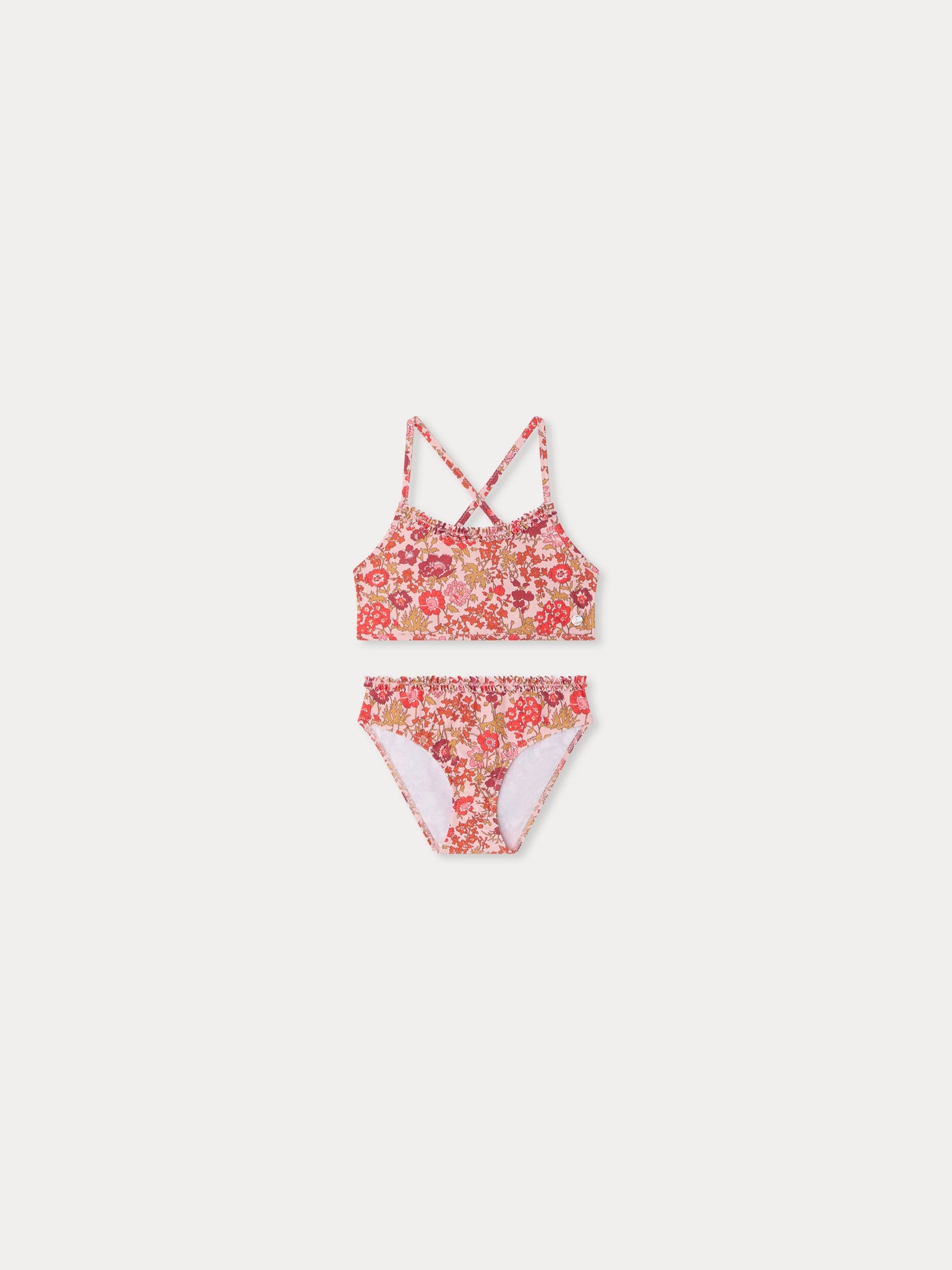 Lais two-piece swimsuit with pink flowers in Liberty fabric