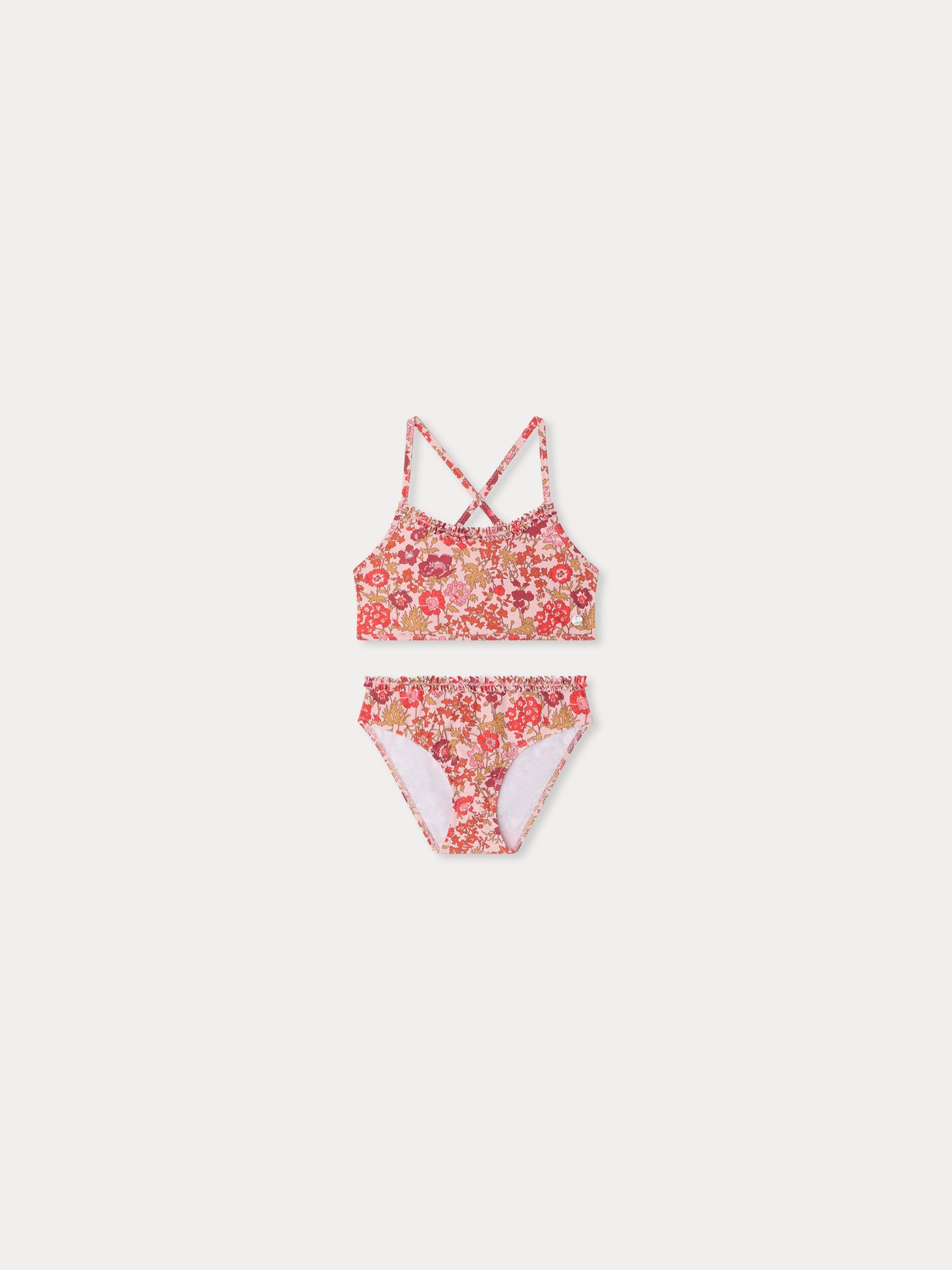 Lais two-piece swimsuit with pink flowers in Liberty fabric