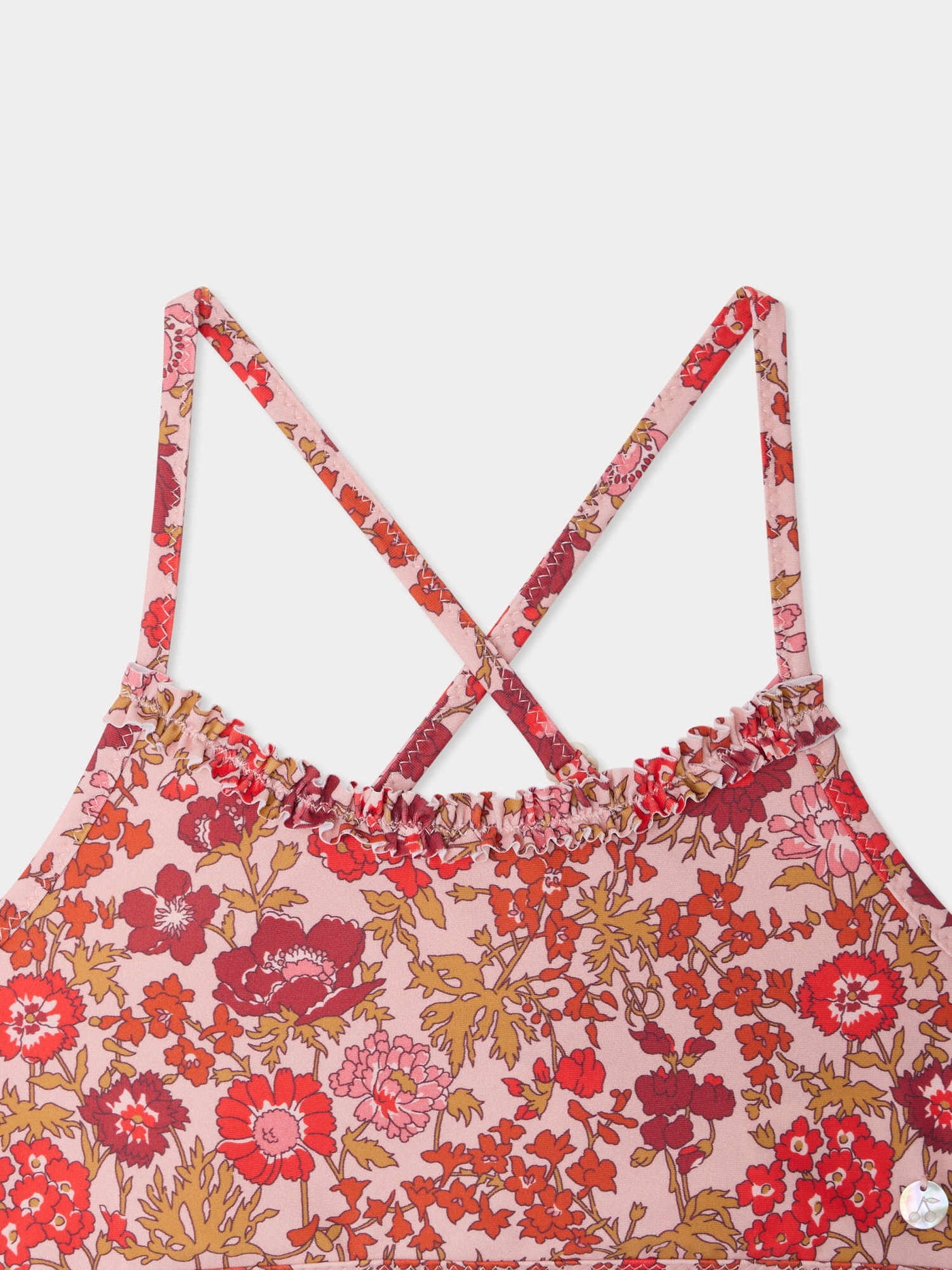 Lais two-piece swimsuit with pink flowers in Liberty fabric