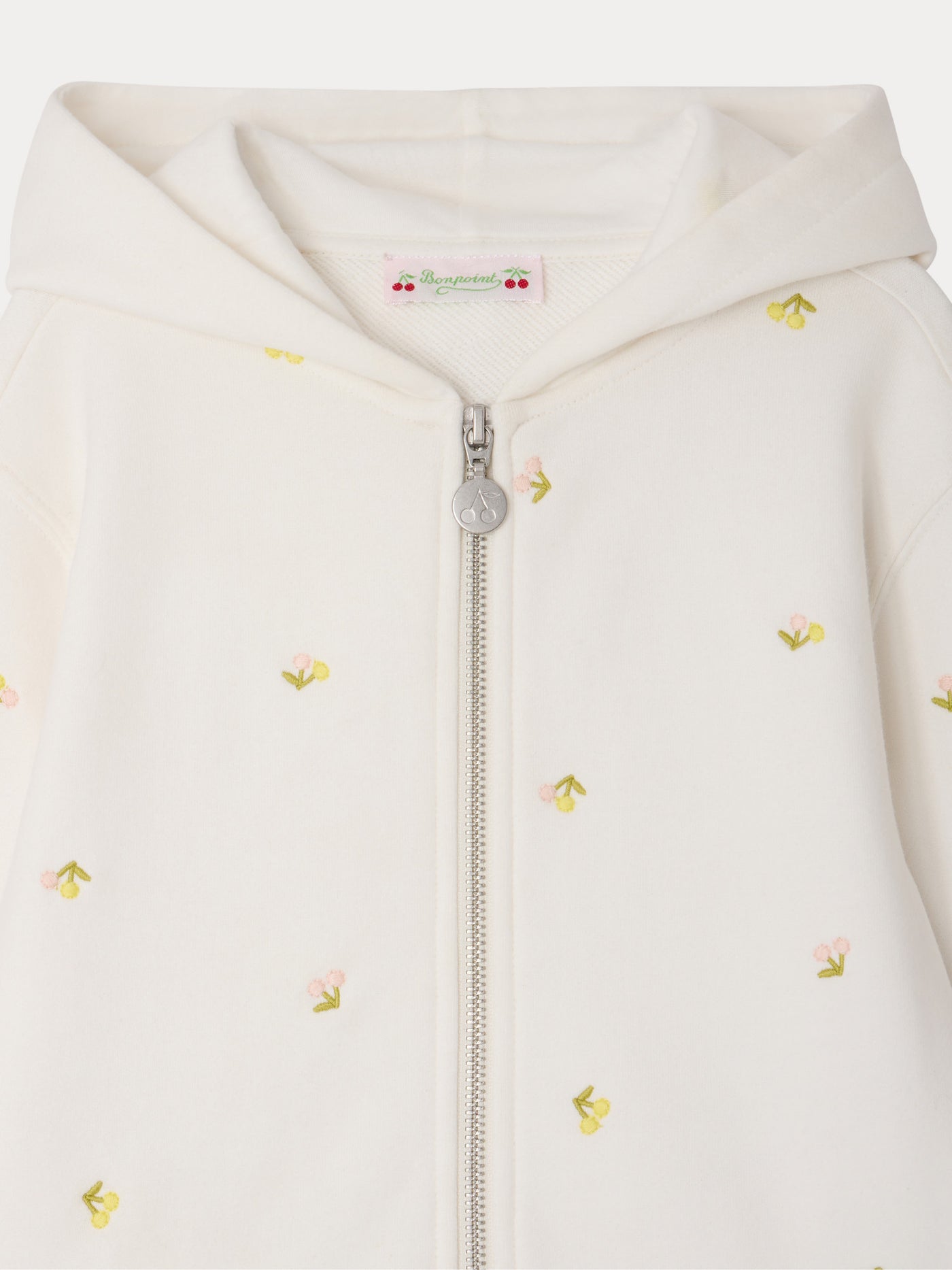 Talent hoodie embroidered with cherries in organic cotton