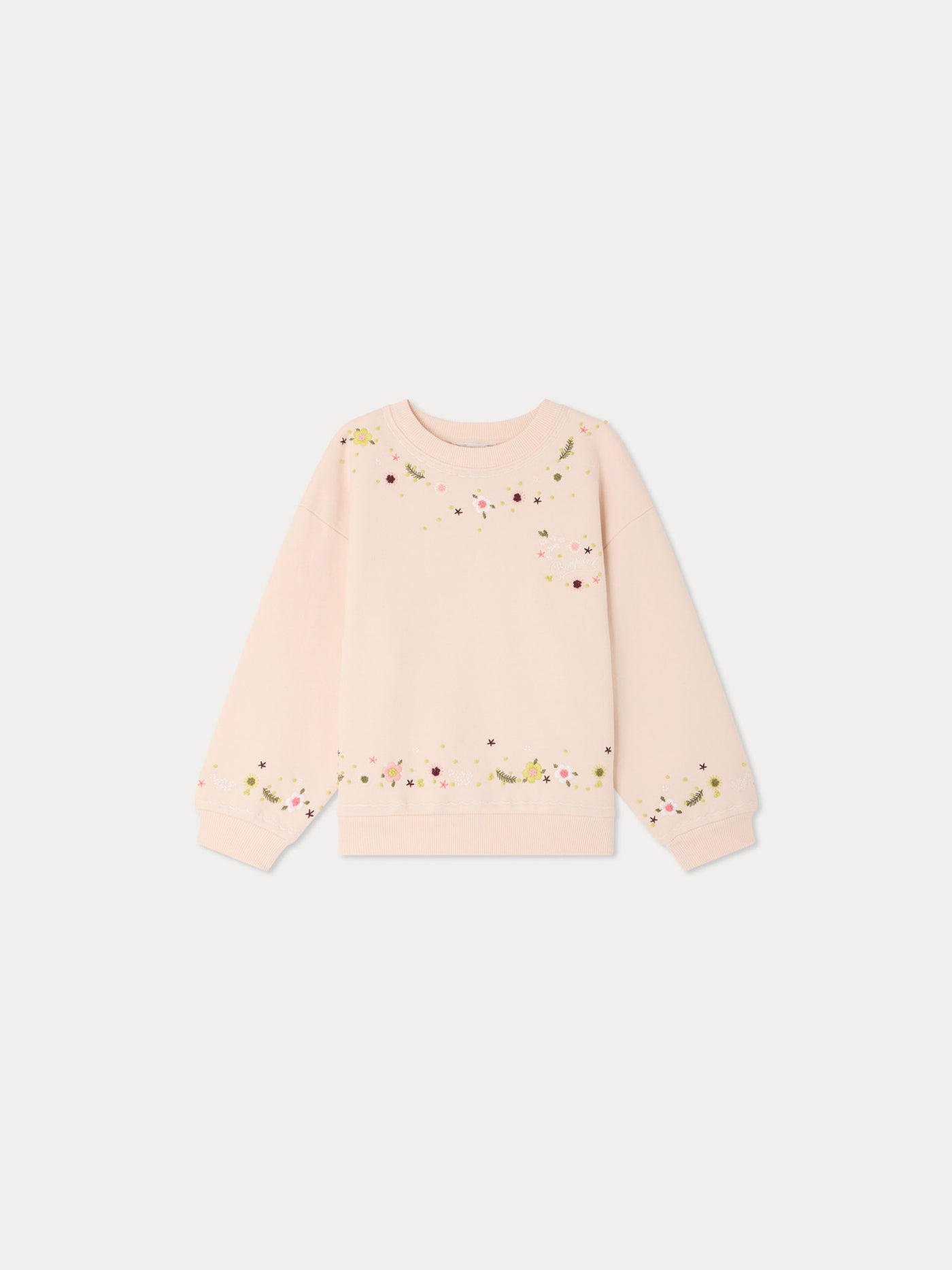Dolores sweatshirt with hand-embroidered flowers in organic cotton