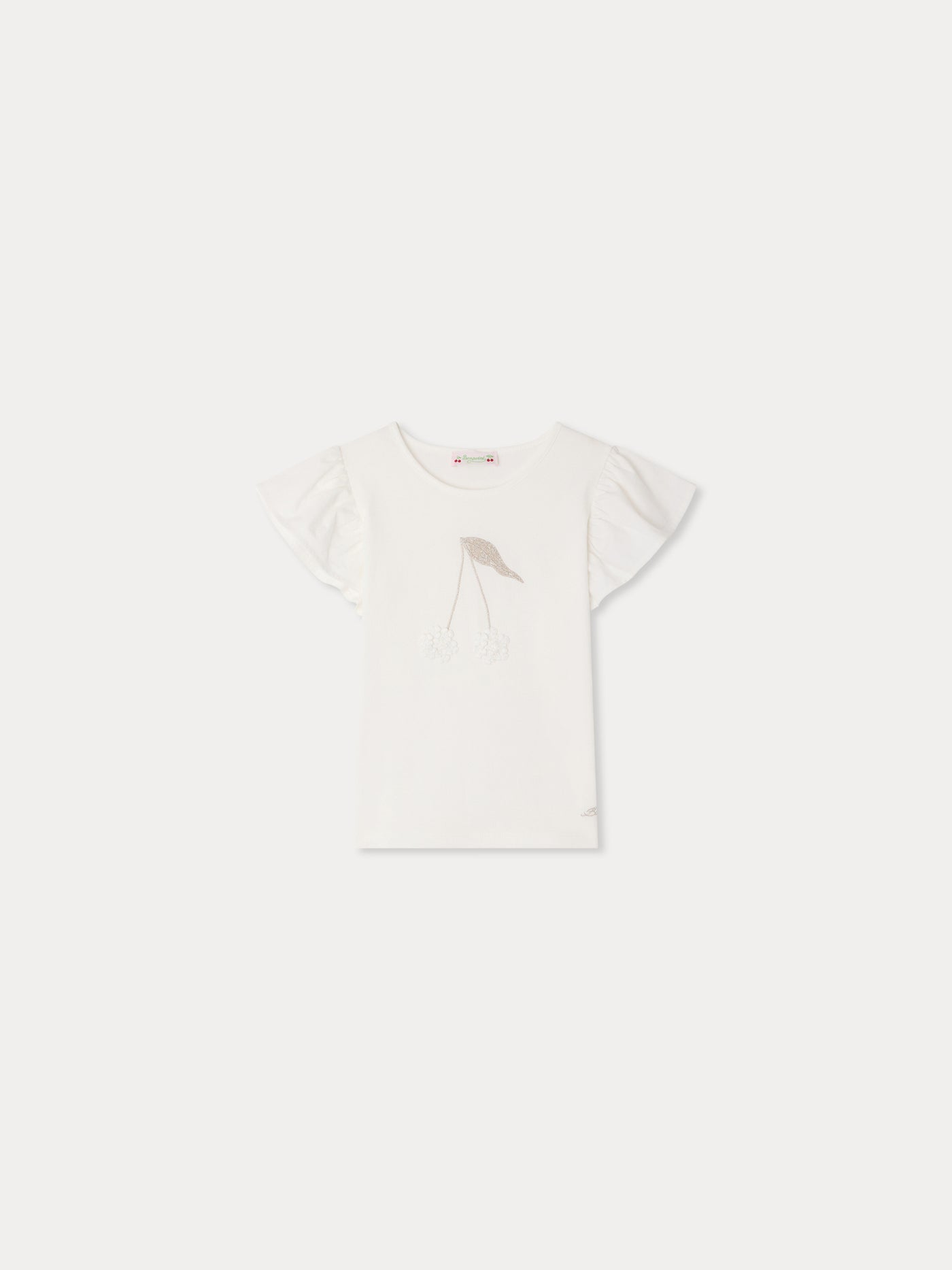Emila cherry embroidered t-shirt in organic cotton