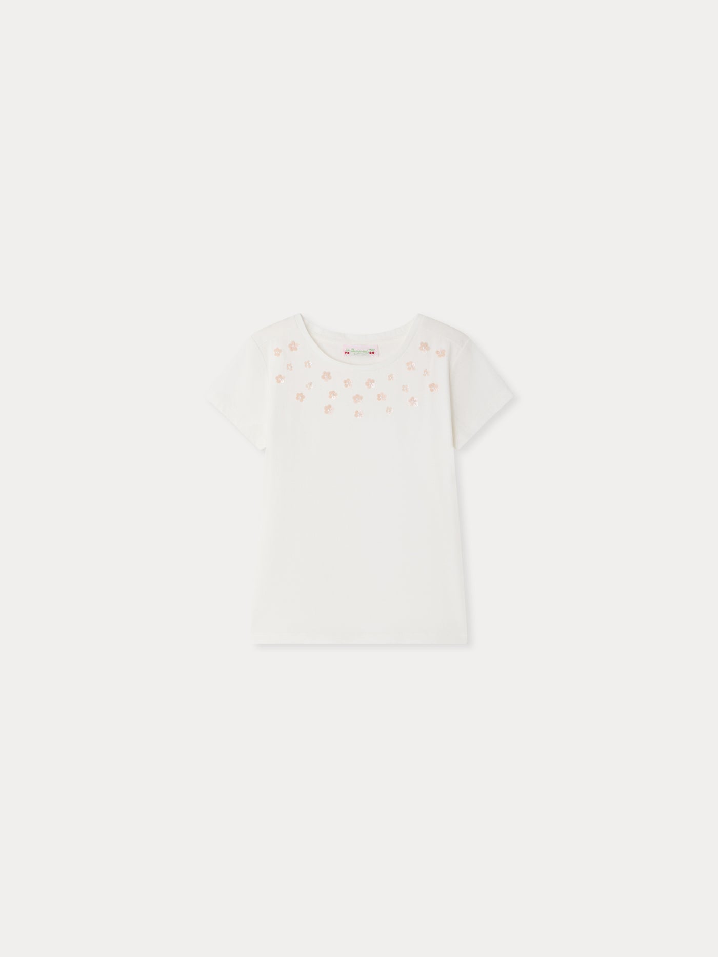 Alcala t-shirt with hand-embroidered flowers in organic cotton