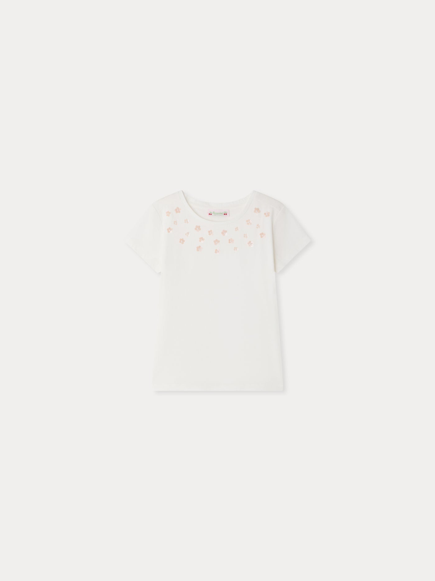 Alcala t-shirt with hand-embroidered flowers in organic cotton