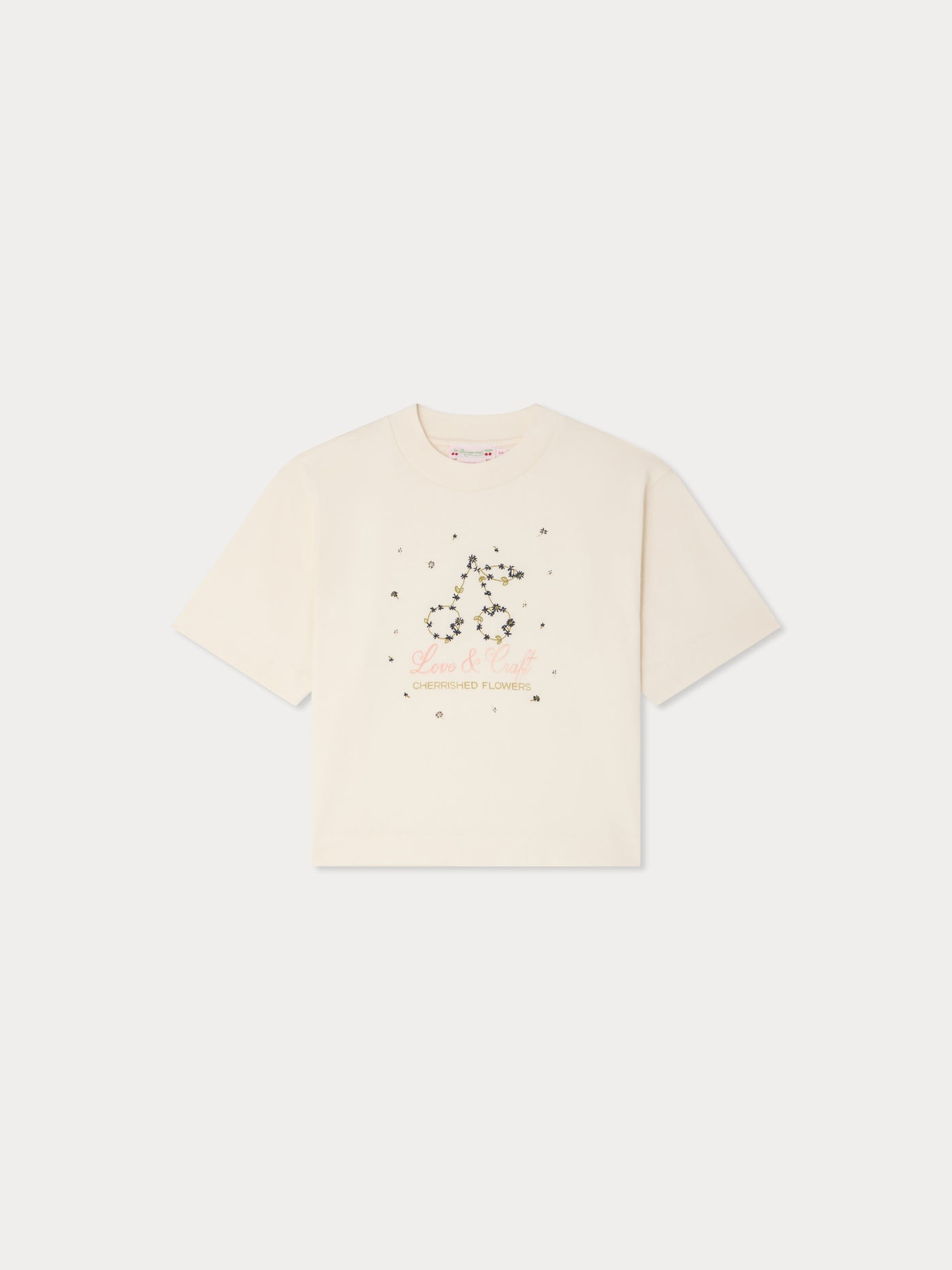 Lele T-shirt with cherry and flower print in organic cotton