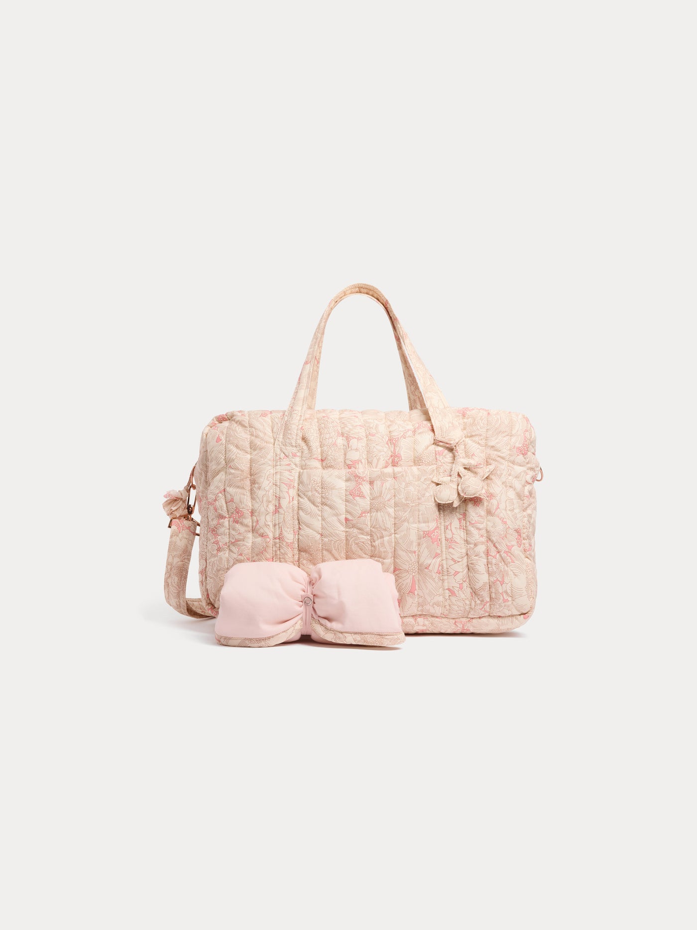 Quilted Piou pink changing bag in Liberty organic cotton fabric