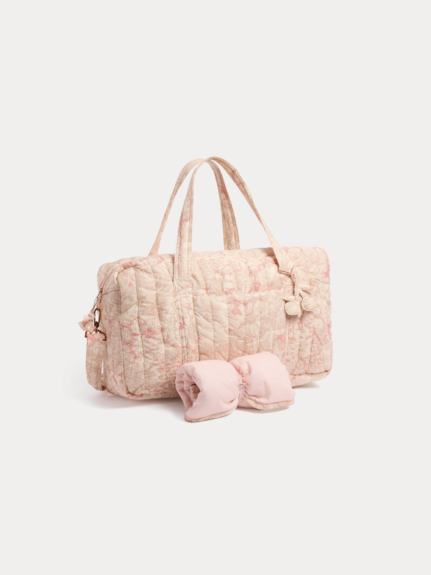 Quilted Piou pink changing bag in Liberty organic cotton fabric