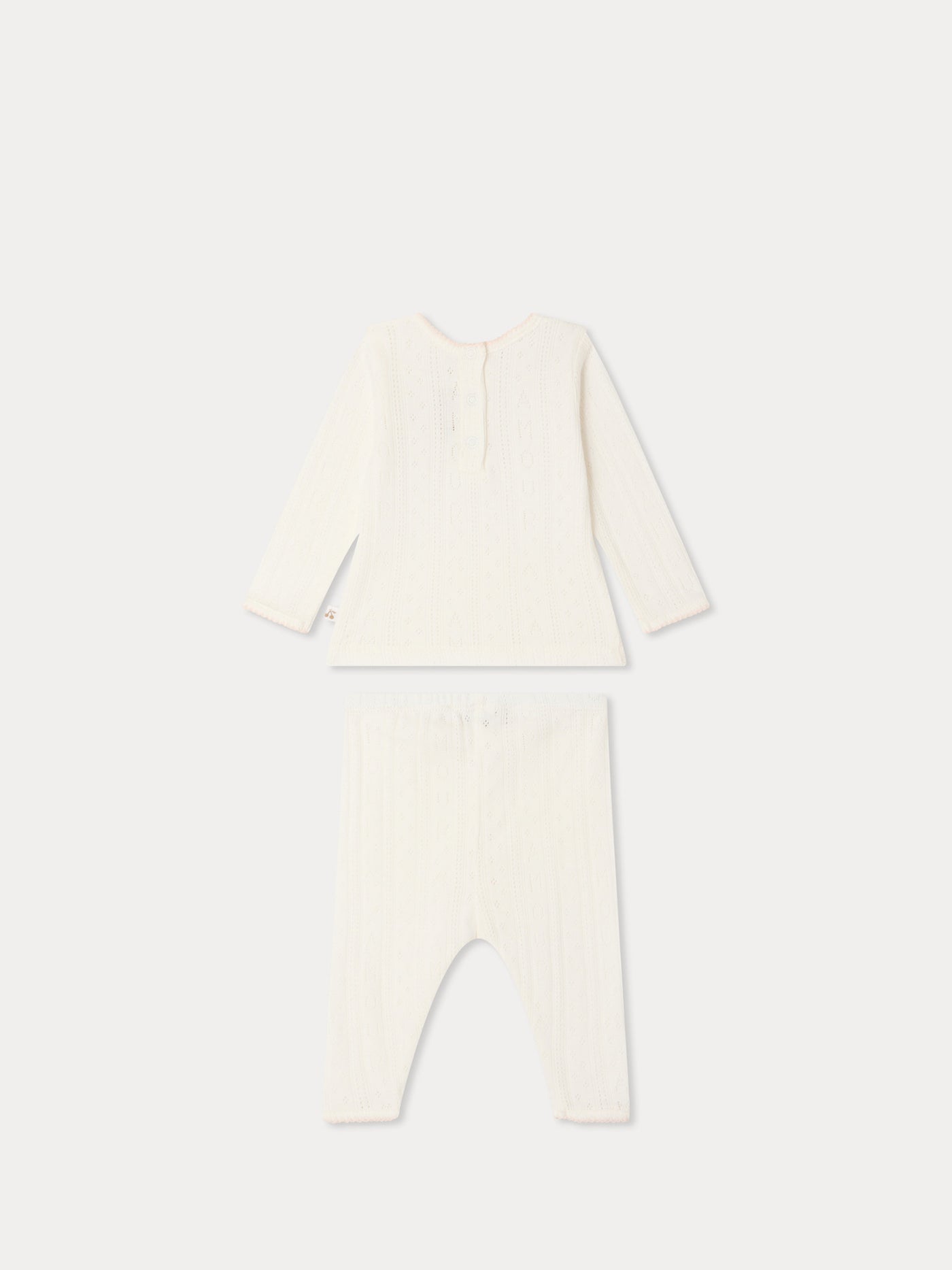 Leandra "amour" pointelle knit set in organic cotton