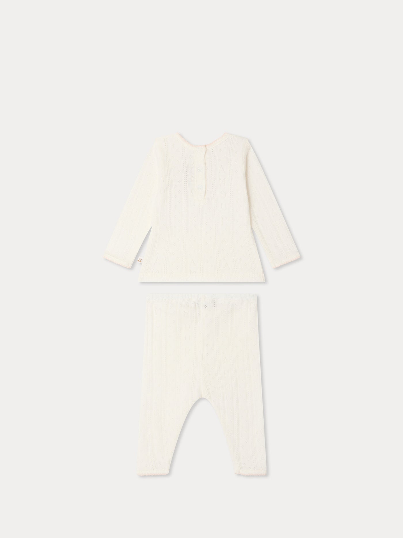 Leandra "amour" pointelle knit set in organic cotton
