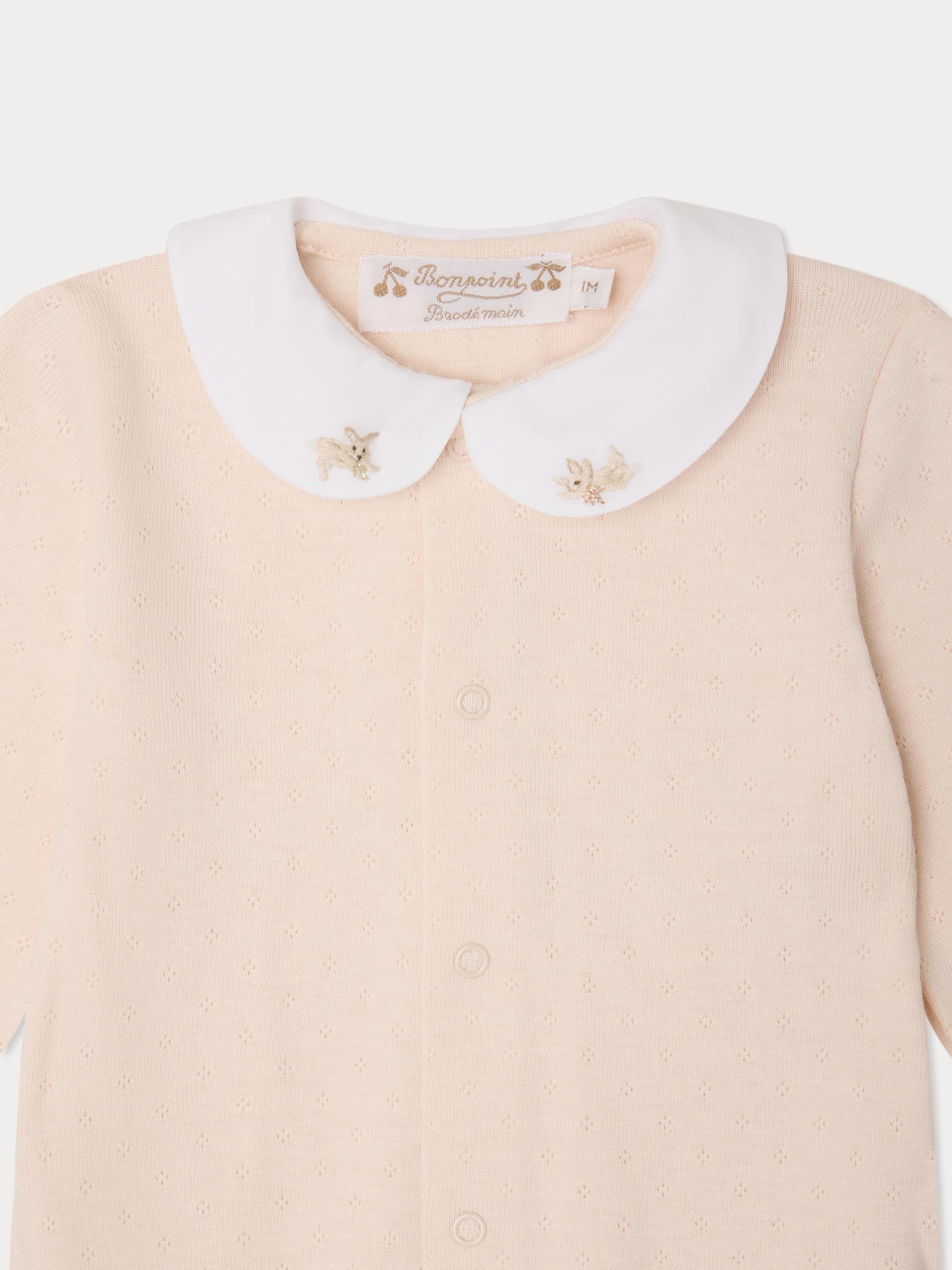 Cayla hand-embroidered rabbit pyjamas in organic cotton