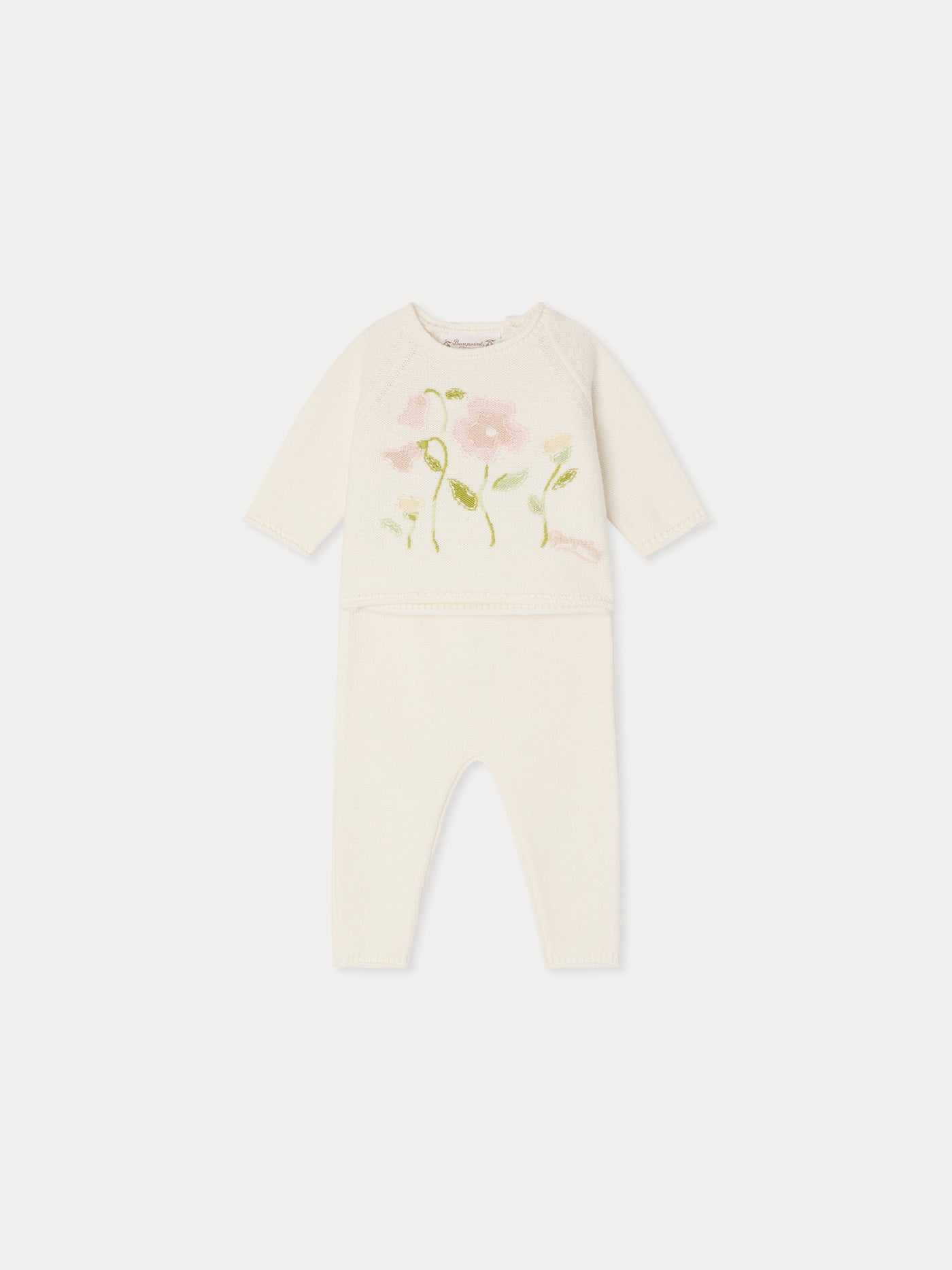 Loani hand-embroidered set in organic cotton and cashmere