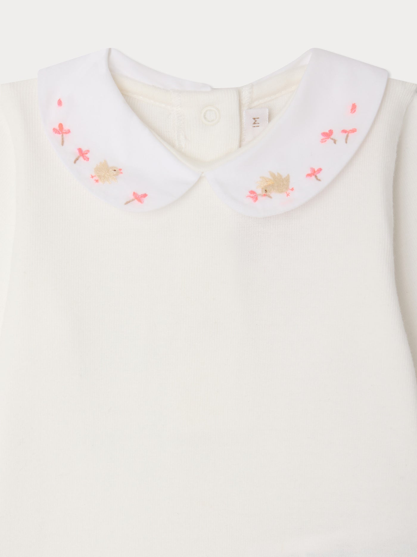 Cygne hand-embroidered birds bodysuit in organic cotton