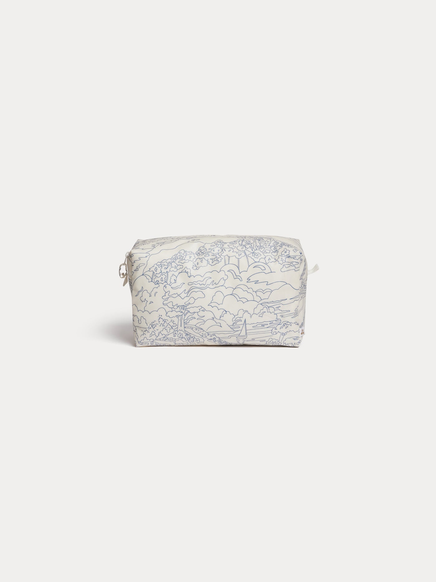 Blue quilted pouch in Liberty organic cotton fabric