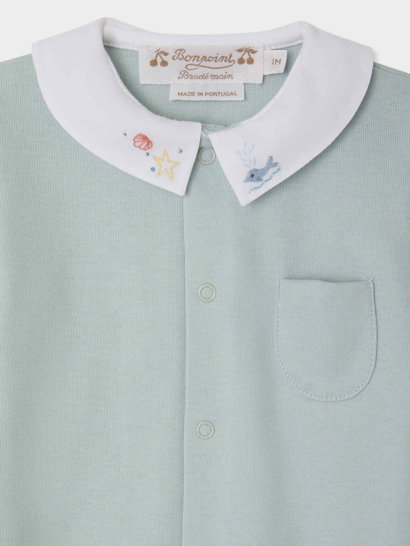 Anton hand-embroidered whale and seashell pyjamas in organic cotton