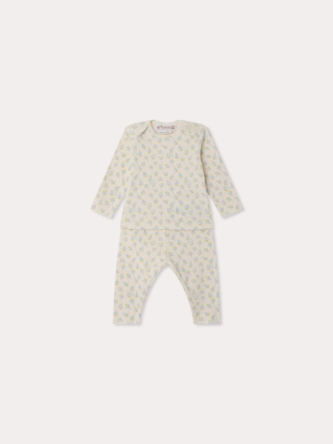 Timi set with sailboat print in organic cotton