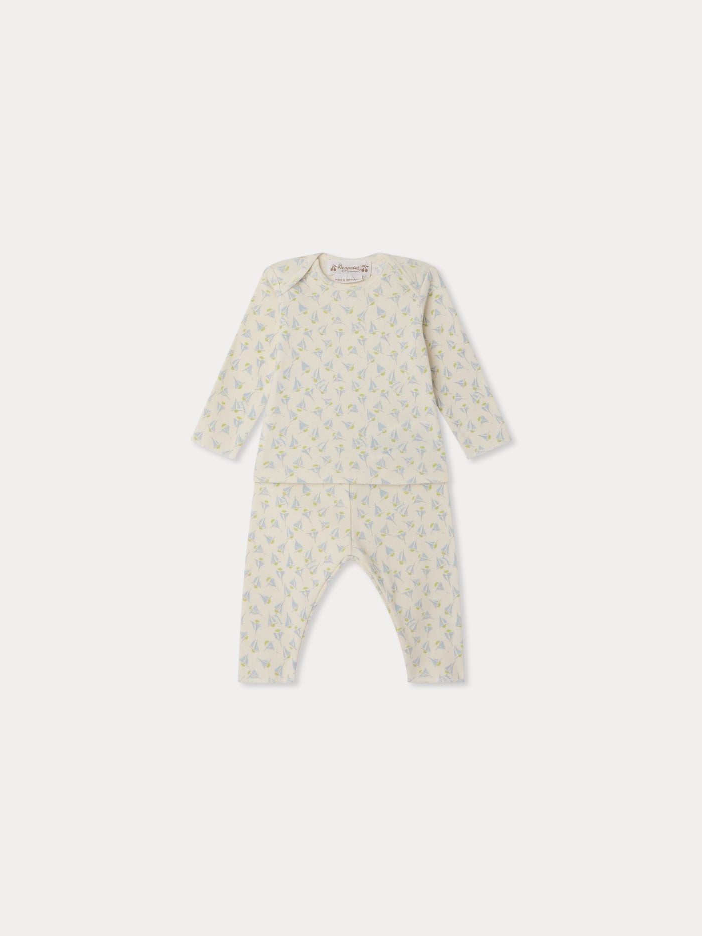 Timi set with sailboat print in organic cotton