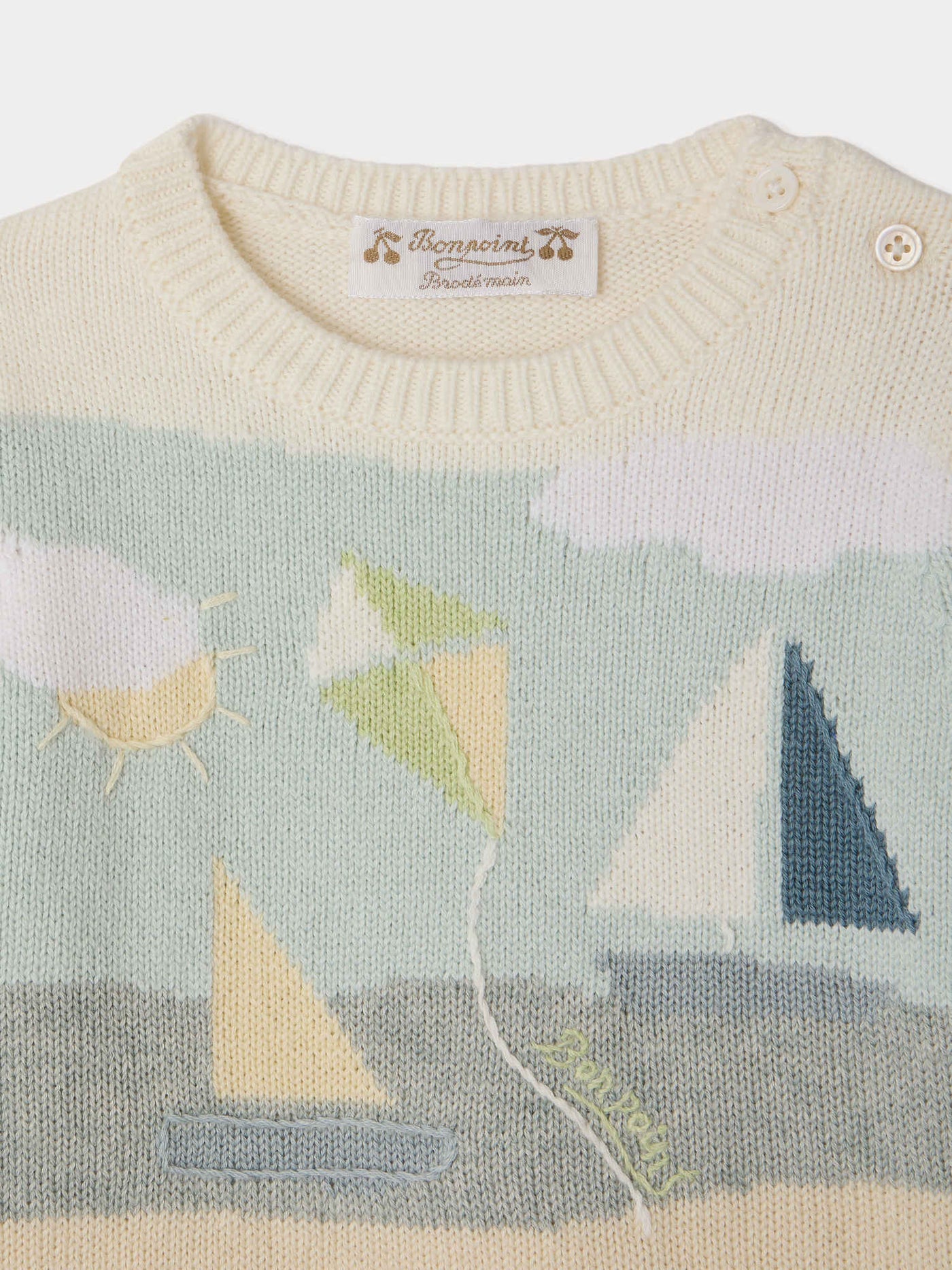 Leandre hand-embroidered set in organic cotton and cashmere