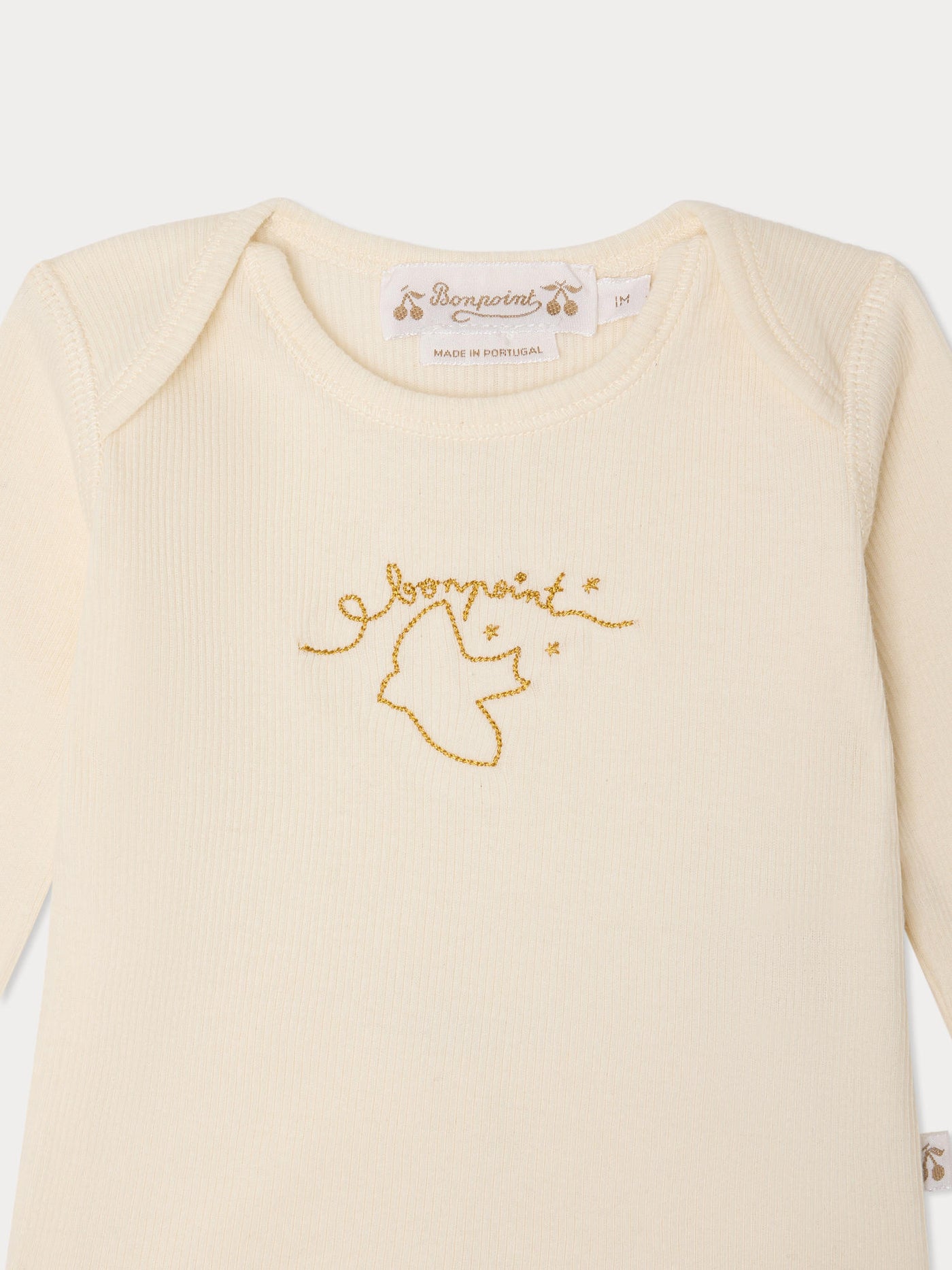 Timi set embroidered with bird in organic cotton