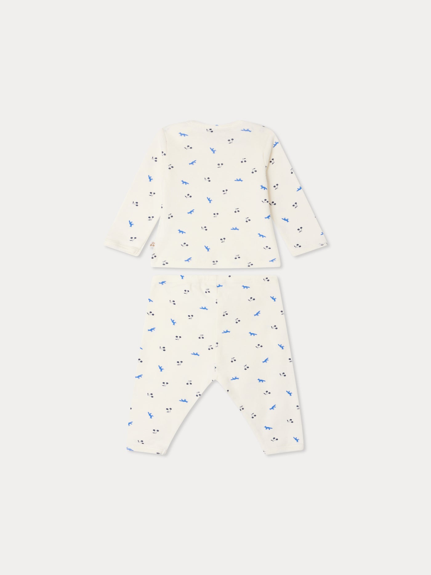 Bonpoint x Maison Kitsuné Timi set with fox and cherry print in organic cotton